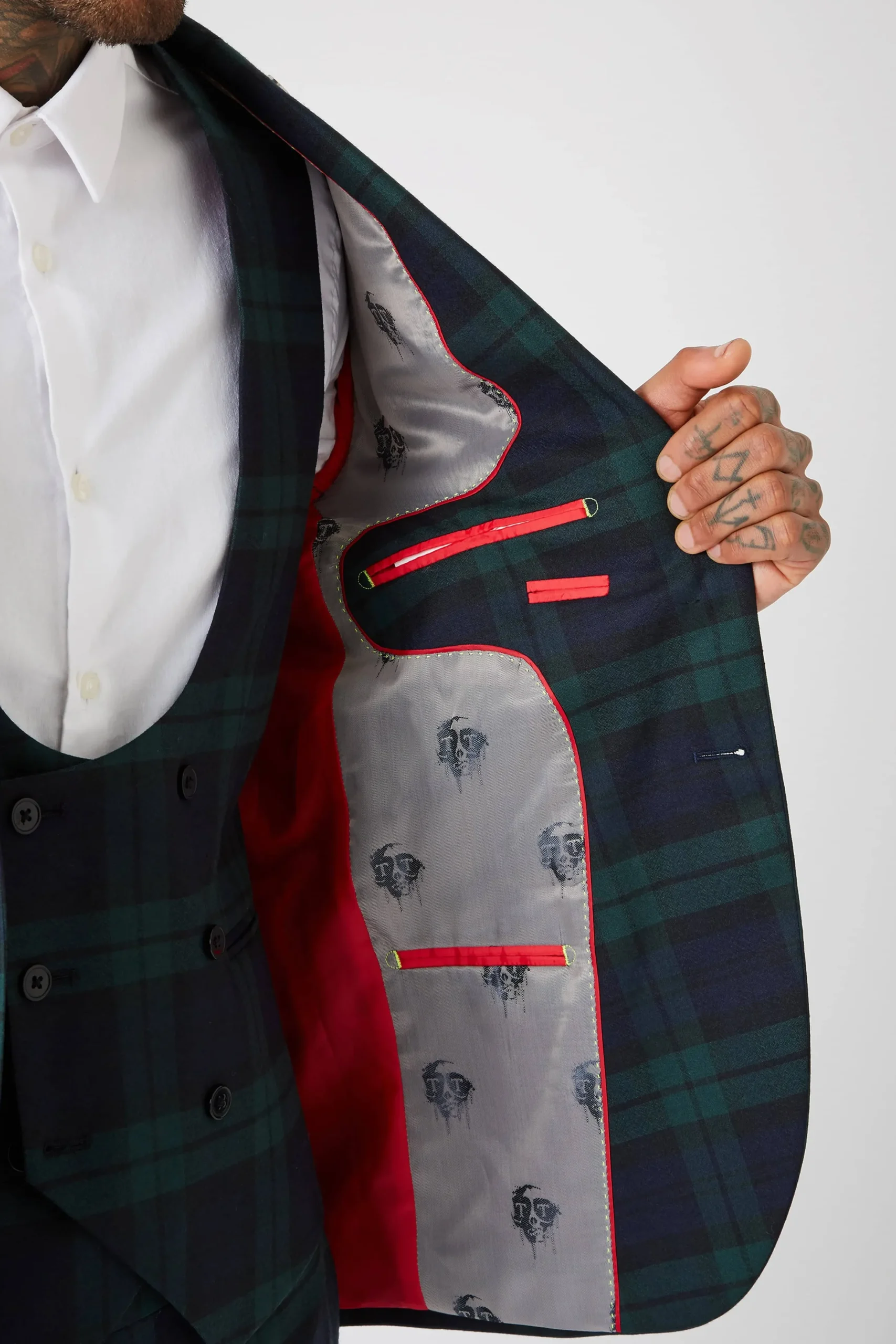 Twisted Tailor Ginger Skinny Fit Green Tartan Jacket | Jackets·Casual Jackets | Jackets·Party Jackets