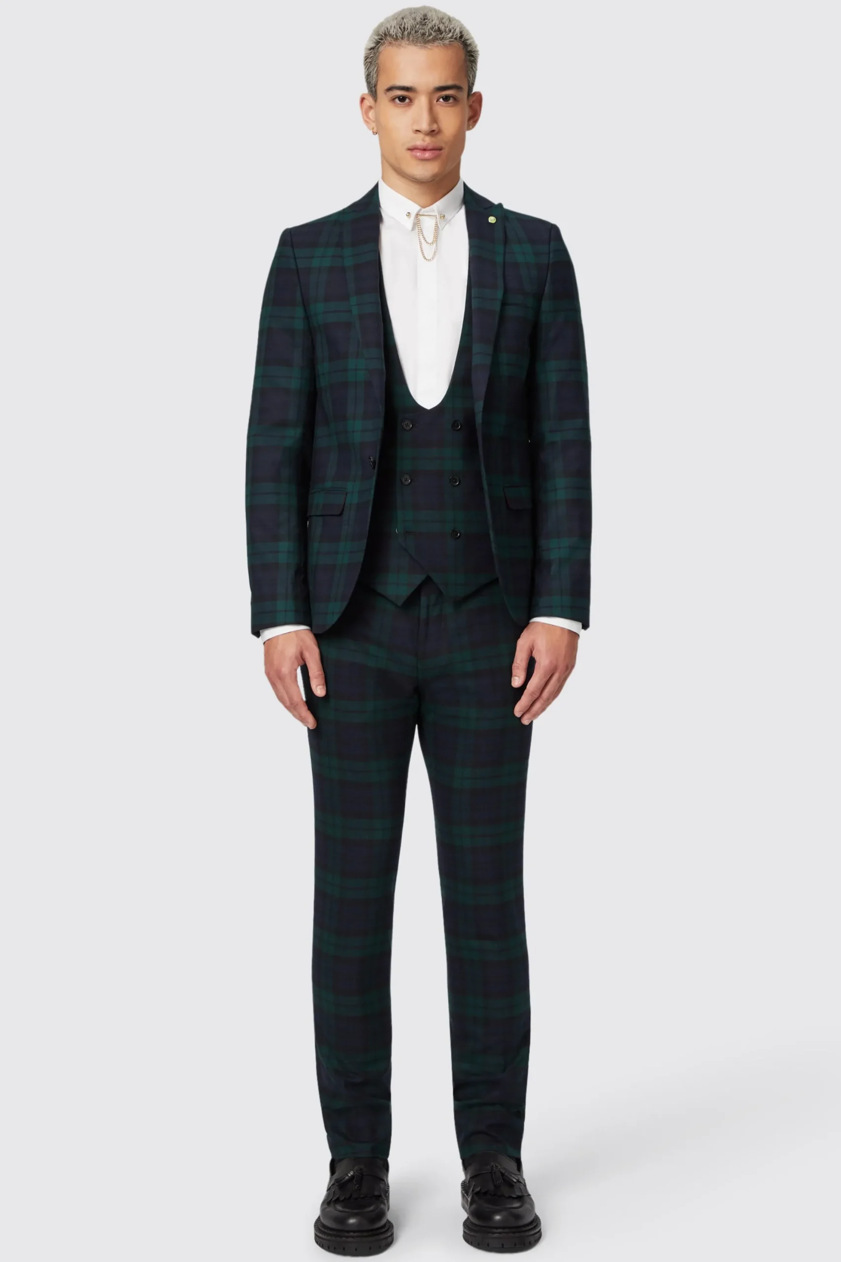 Twisted Tailor Ginger Skinny Fit Green Tartan Trousers | Trousers·Casual Trousers | Trousers·Party Trousers