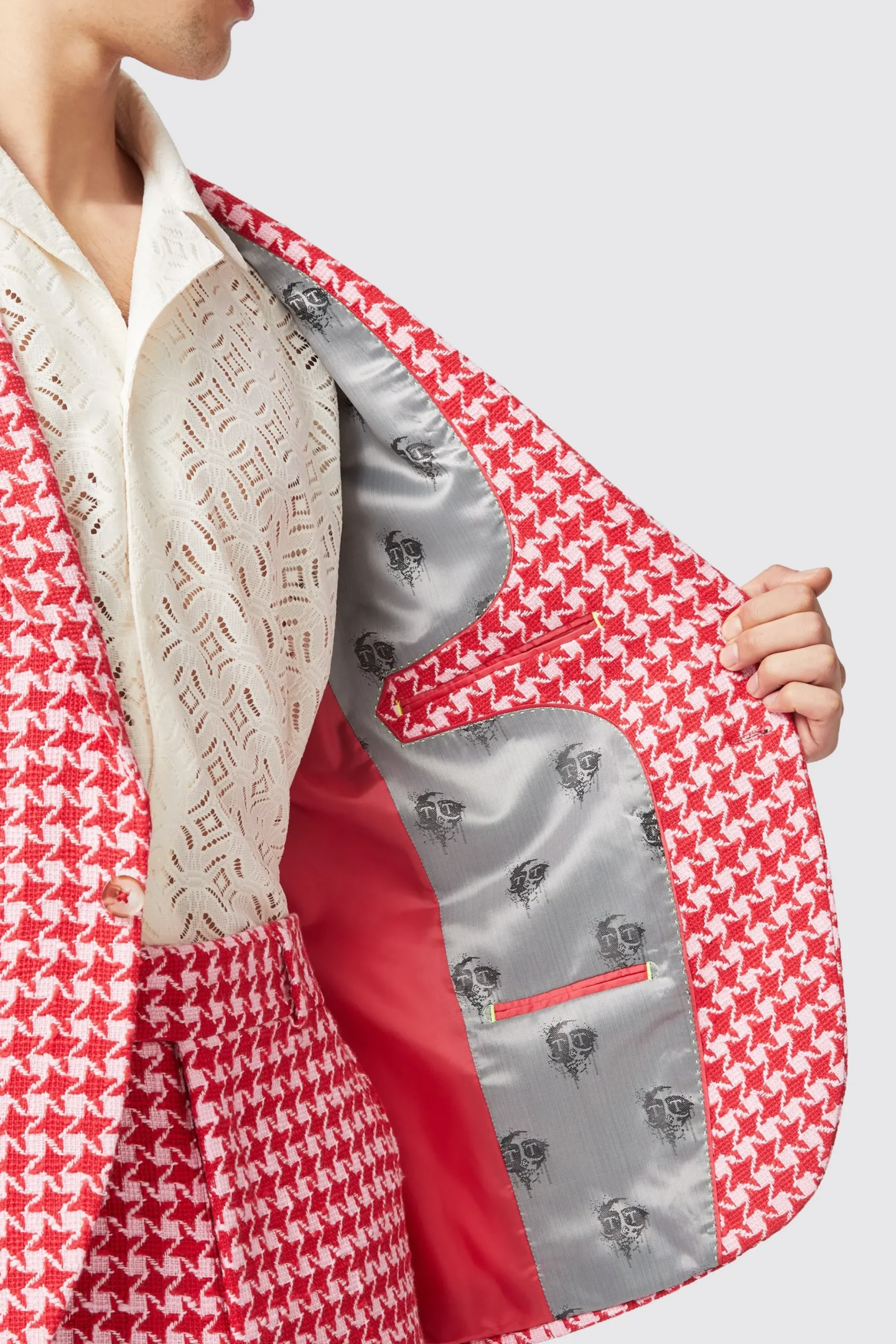Twisted Tailor Gittings Slim Fit Red Boucle Cotton Jacket | Jackets·Party Jackets