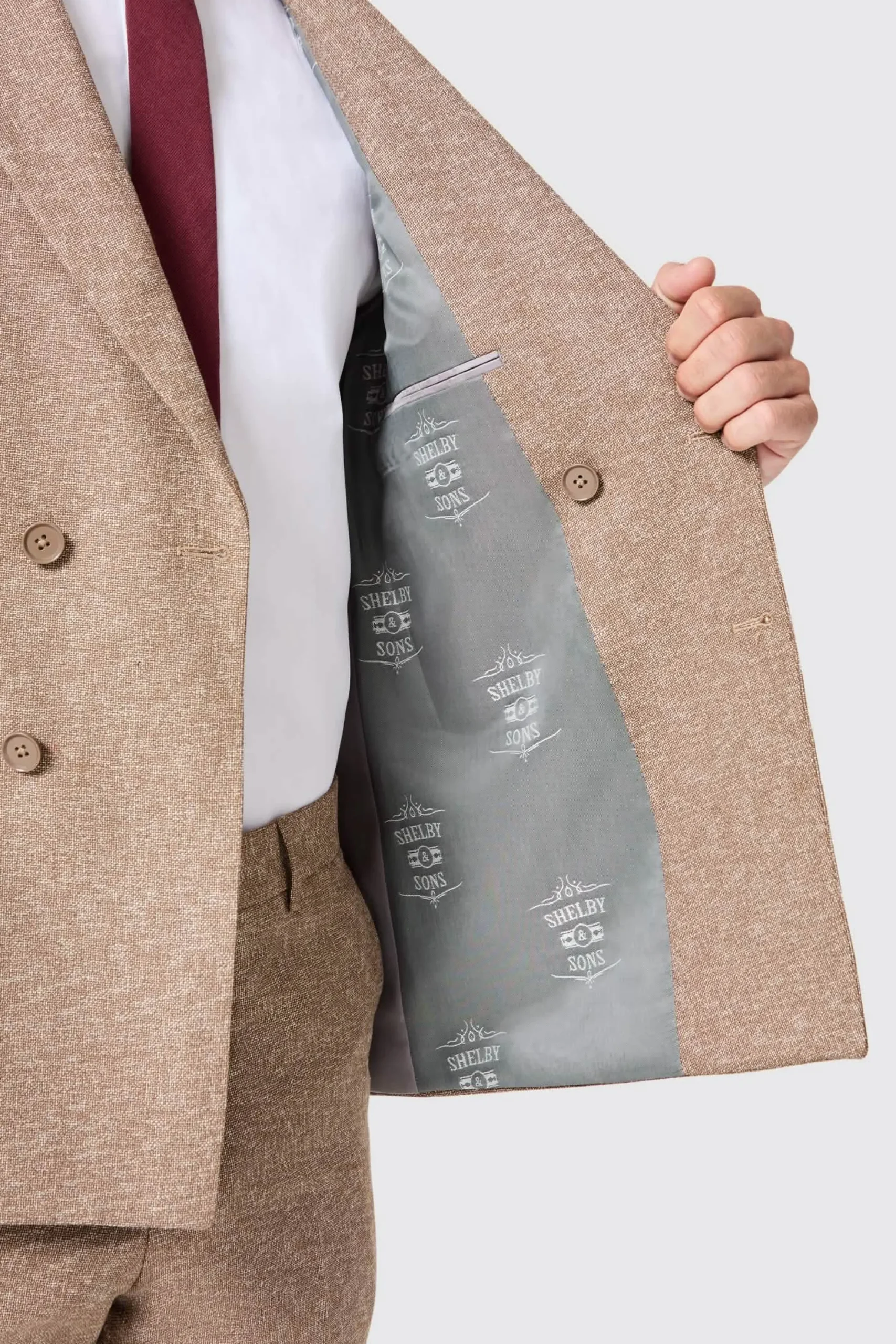 Twisted Tailor Goddard Slim Fit Brown Double Breasted Suit | Style·Double Breasted Suits | Occasion·Groomsmen Suits