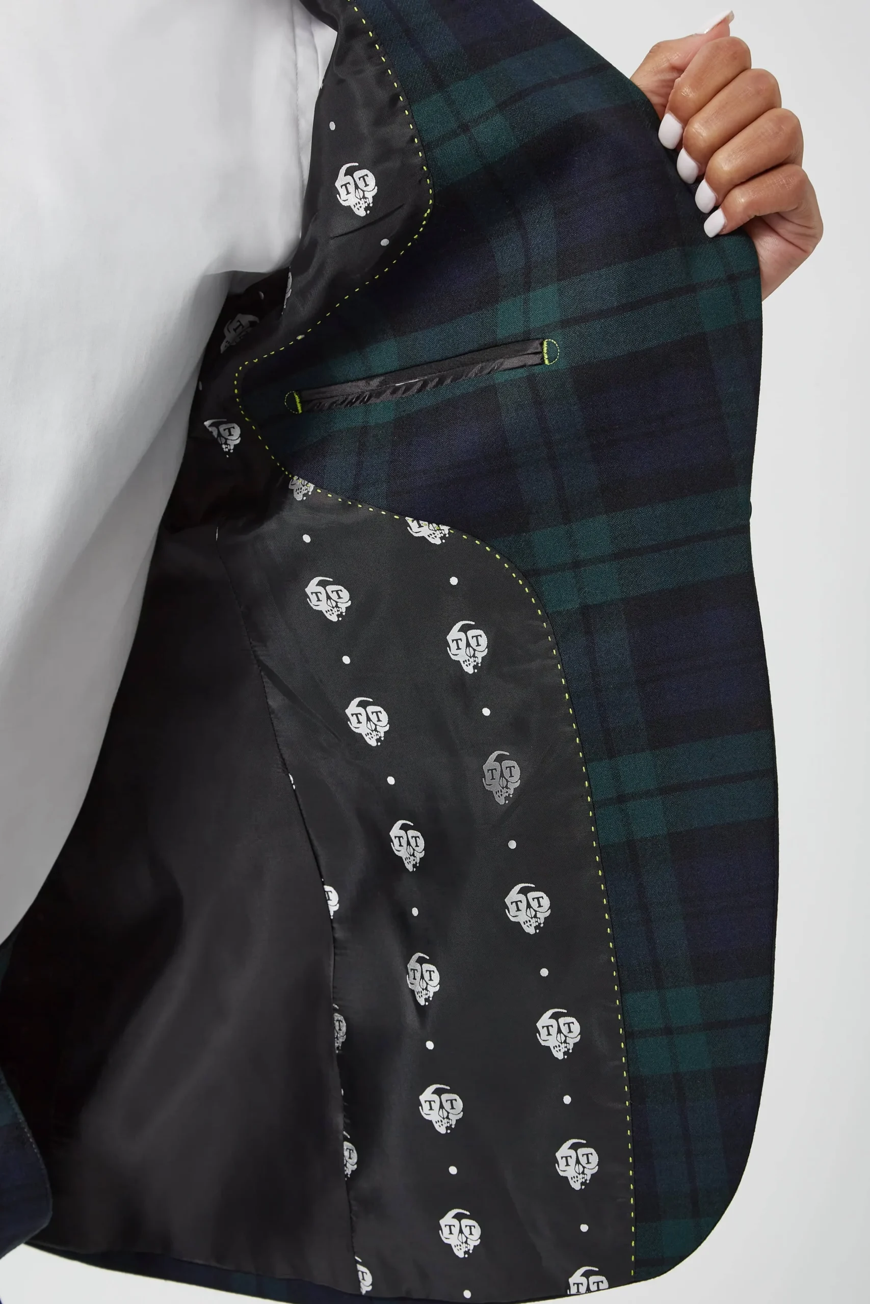 Twisted Tailor Grace Skinny Fit Green Tartan Suit | Woman