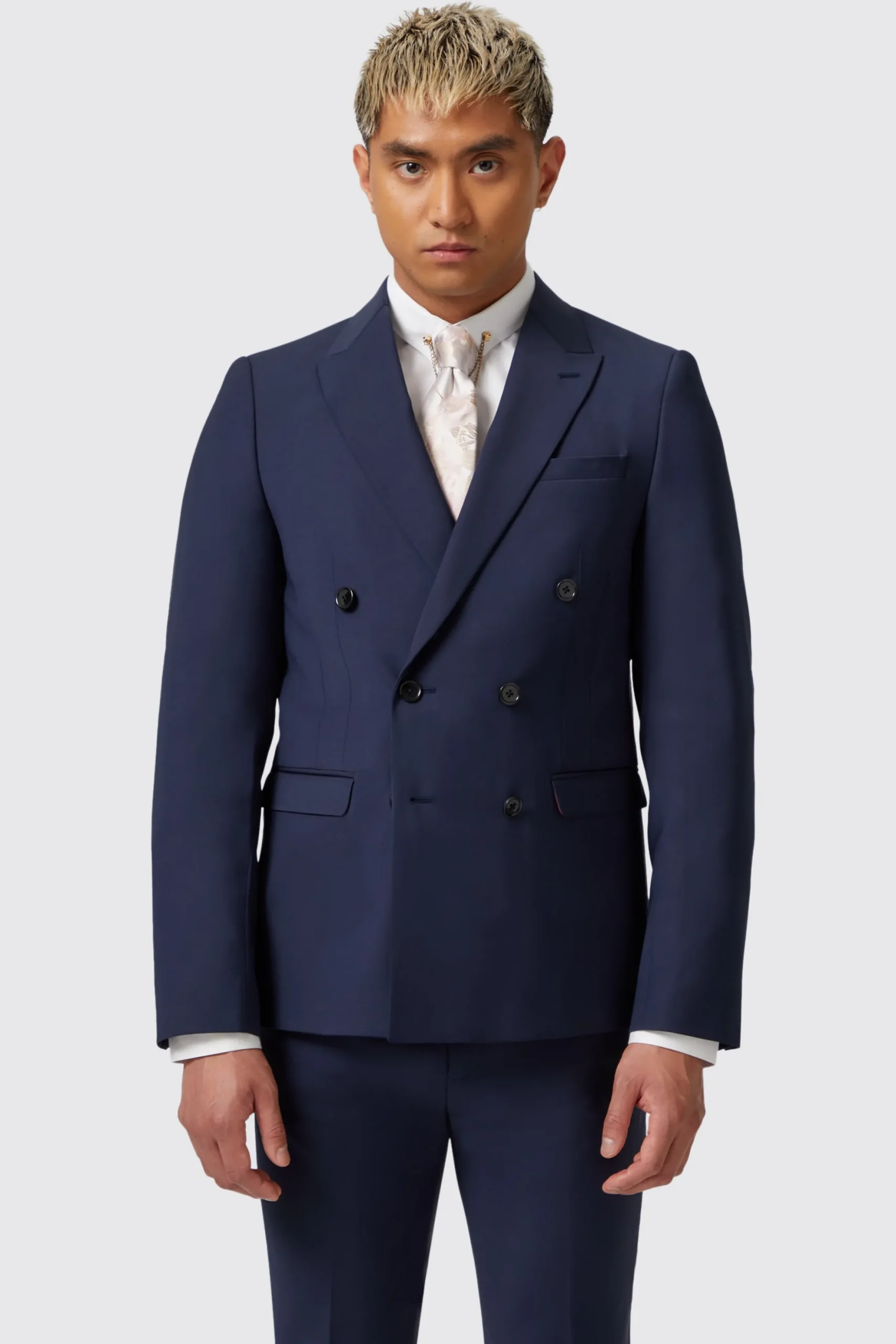 Twisted Tailor Harwood Slim Fit Navy Double Breasted Wool Jacket | Jackets·Work Jackets