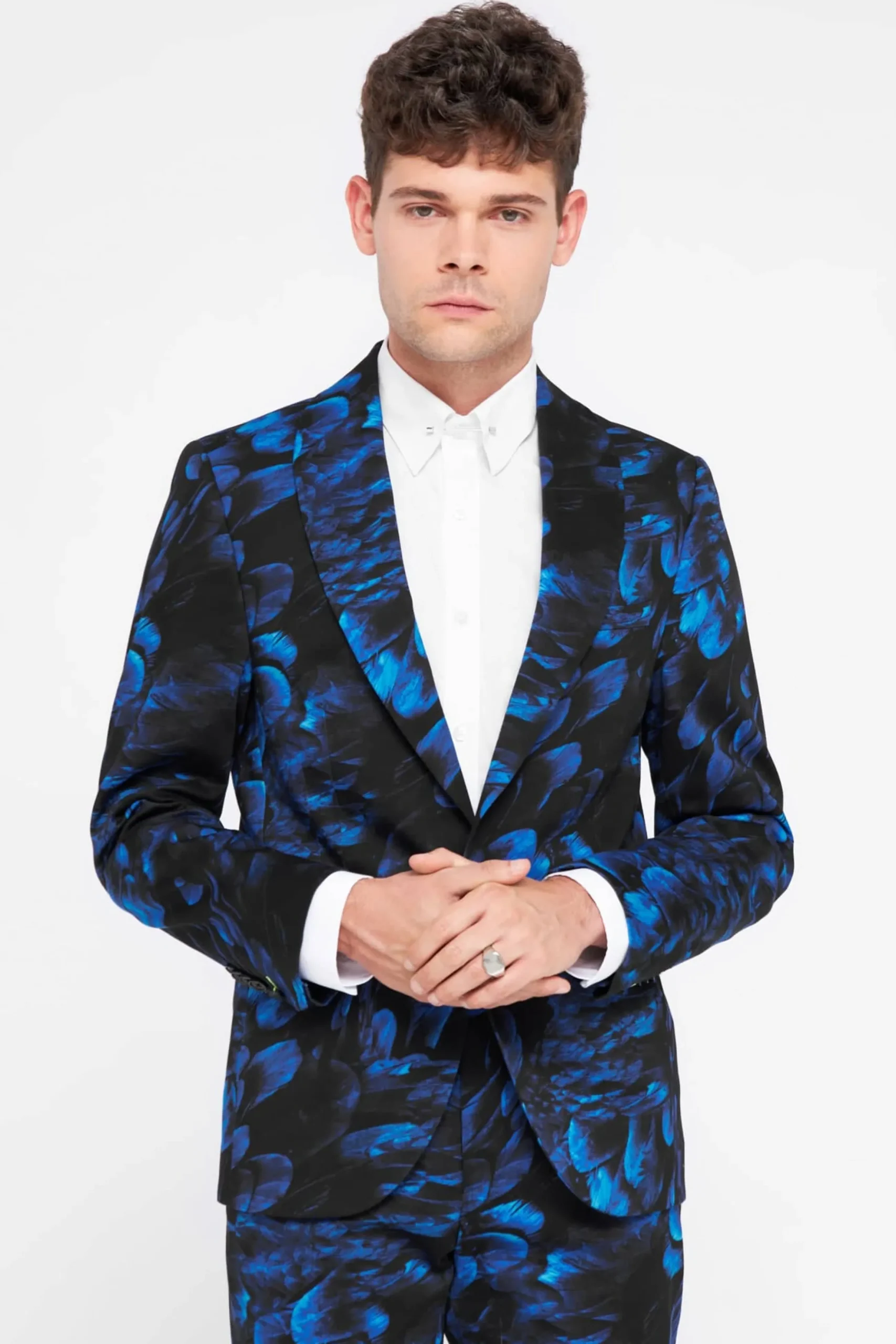Twisted Tailor Heron Slim Fit Blue Floral Cotton Suit | Style·Floral Suits | Style·Bold Prints