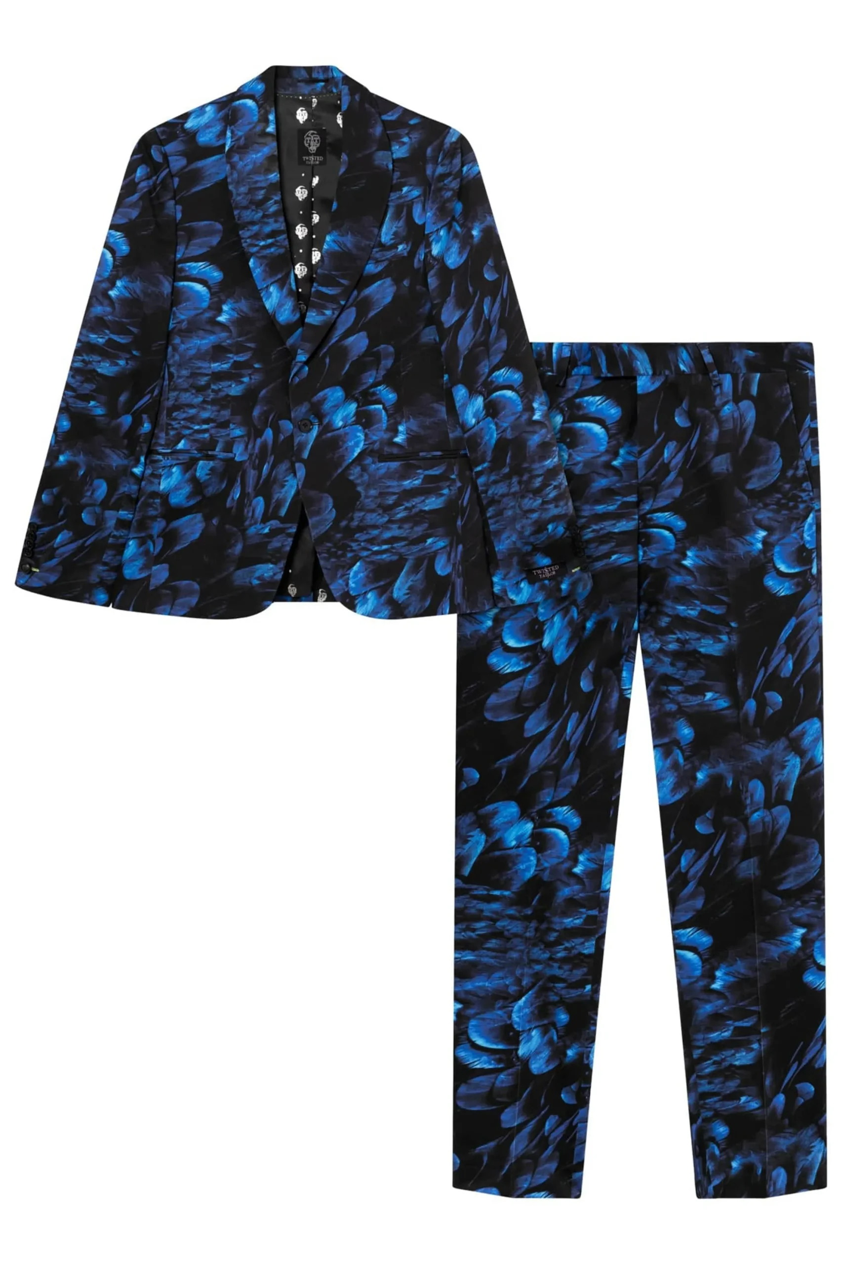 Twisted Tailor Heron Slim Fit Blue Floral Cotton Suit | Style·Floral Suits | Style·Bold Prints