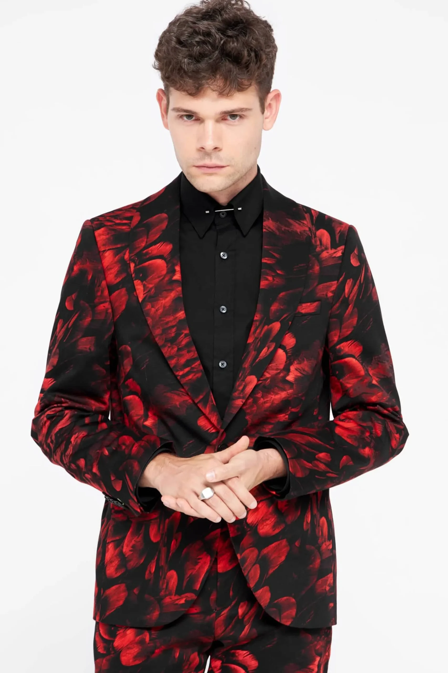 Twisted Tailor Heron Slim Fit Red Floral Cotton Suit | Style·Floral Suits | Style·Bold Prints