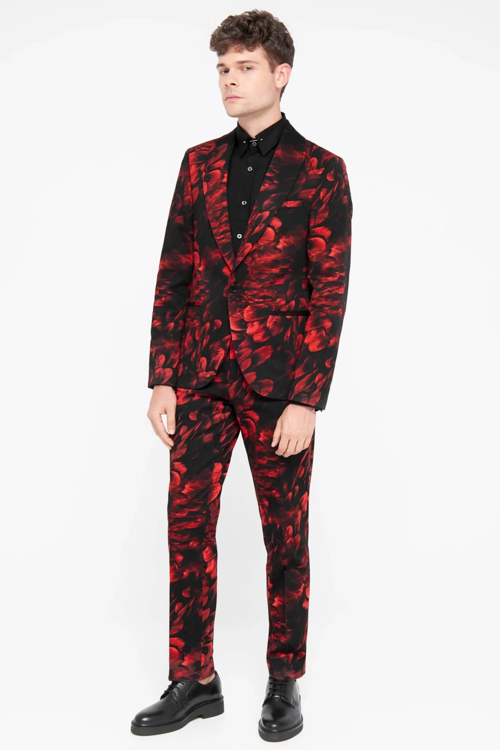 Twisted Tailor Heron Slim Fit Red Floral Cotton Trousers | Trousers·Floral Trousers