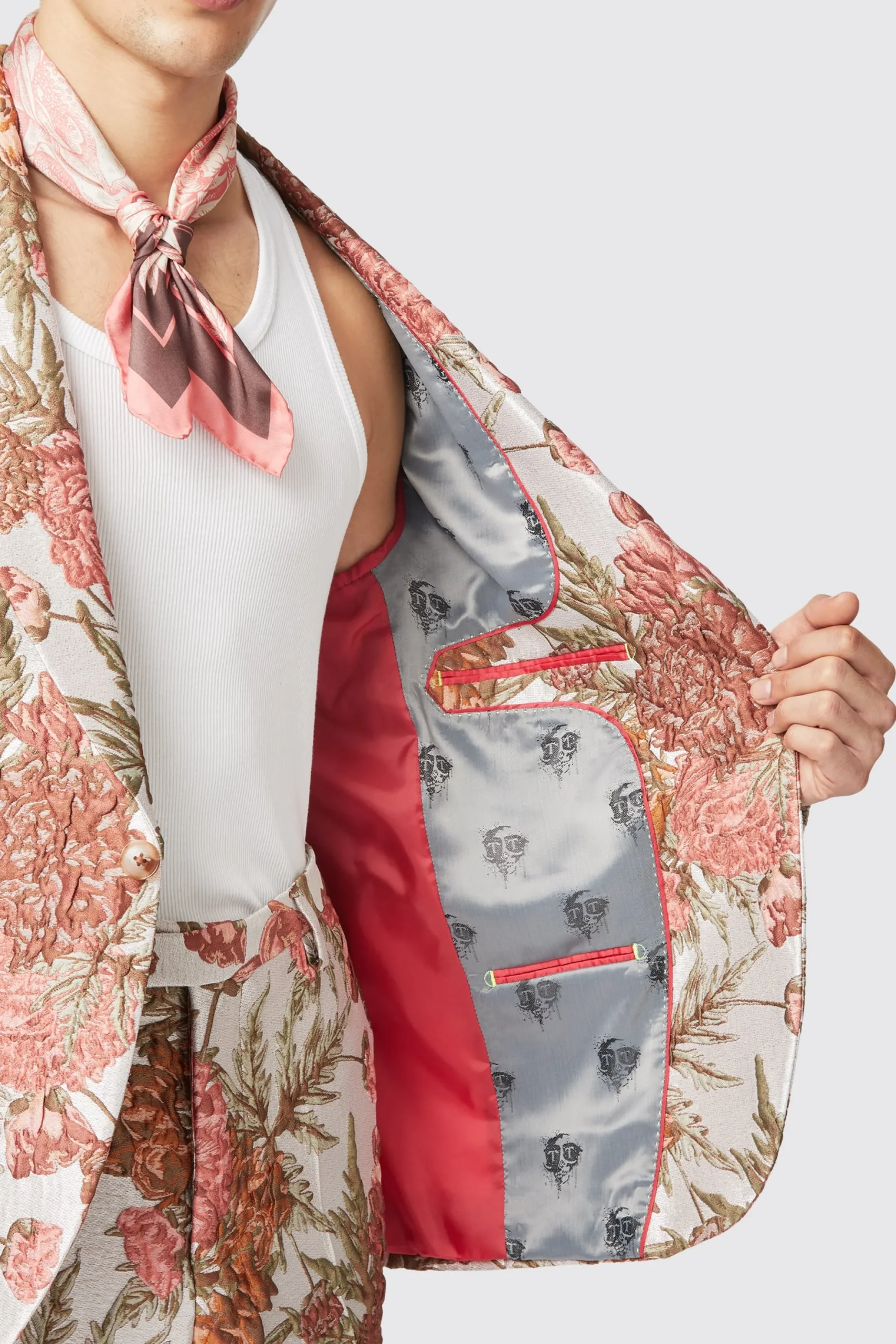 Twisted Tailor Hirshfield Floral Pink Silver Jacquard Jacket | Jackets·Floral Jackets | Jackets·Party Jackets