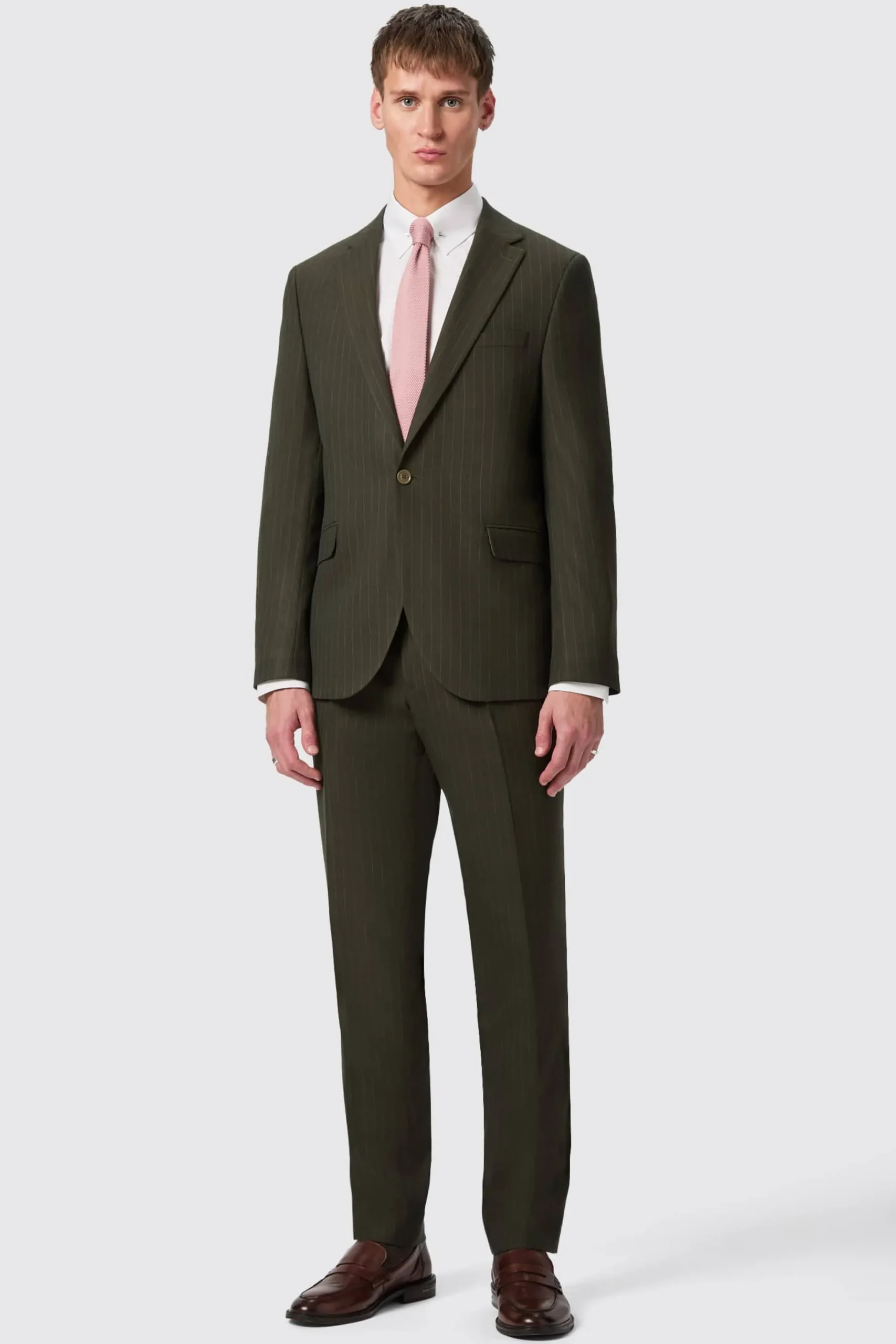 Twisted Tailor Hodge Slim Fit Green Pinstripe Suit | Style·Plain Suits | Occasion·Groomsmen Suits