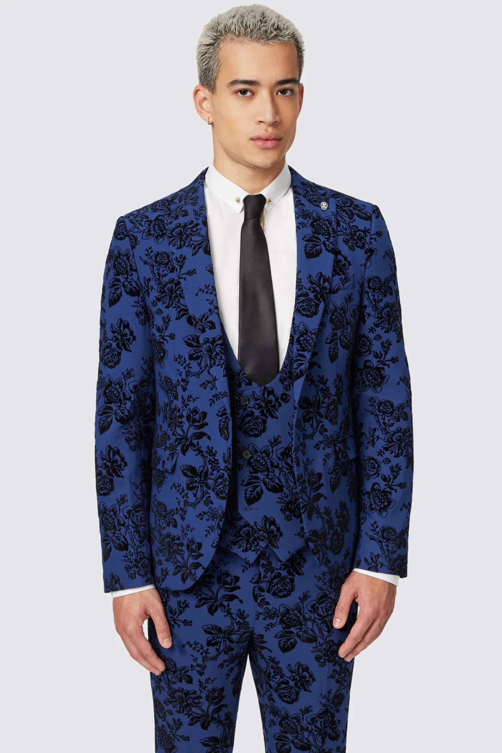 Twisted Tailor Jackalope Blue Suit With Floral Flocking | Style·Floral Suits | Style·3 Piece Suits