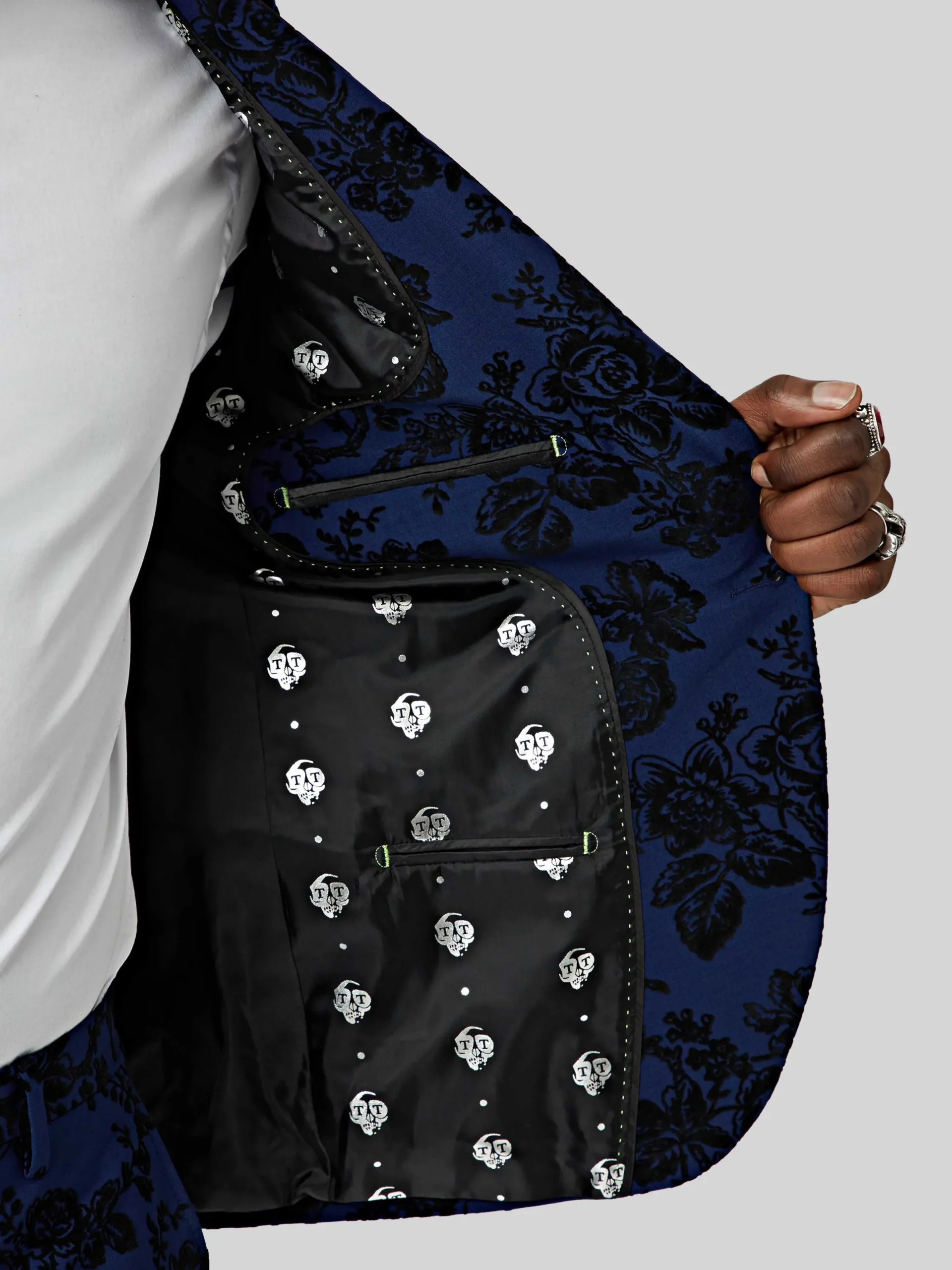 Twisted Tailor Jackalope Blue Suit With Floral Flocking | Style·Floral Suits | Style·3 Piece Suits
