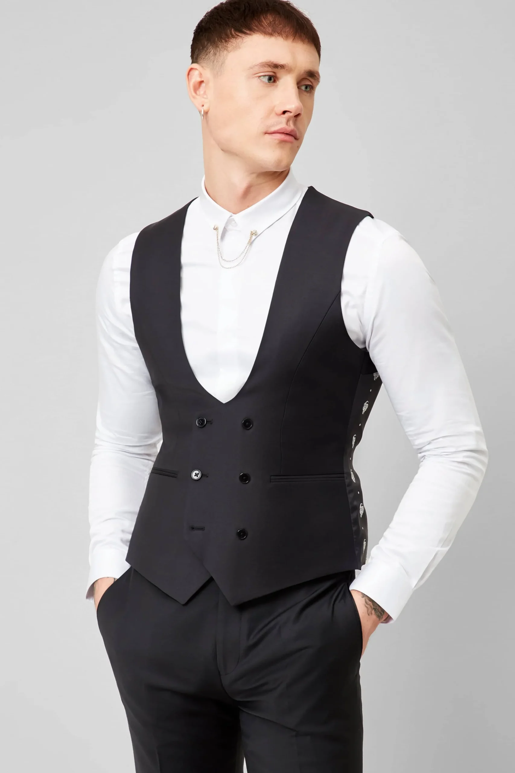 Twisted Tailor Kingdon Skinny Fit Black Dinner Suit | Style·Plain Suits | Style·3 Piece Suits