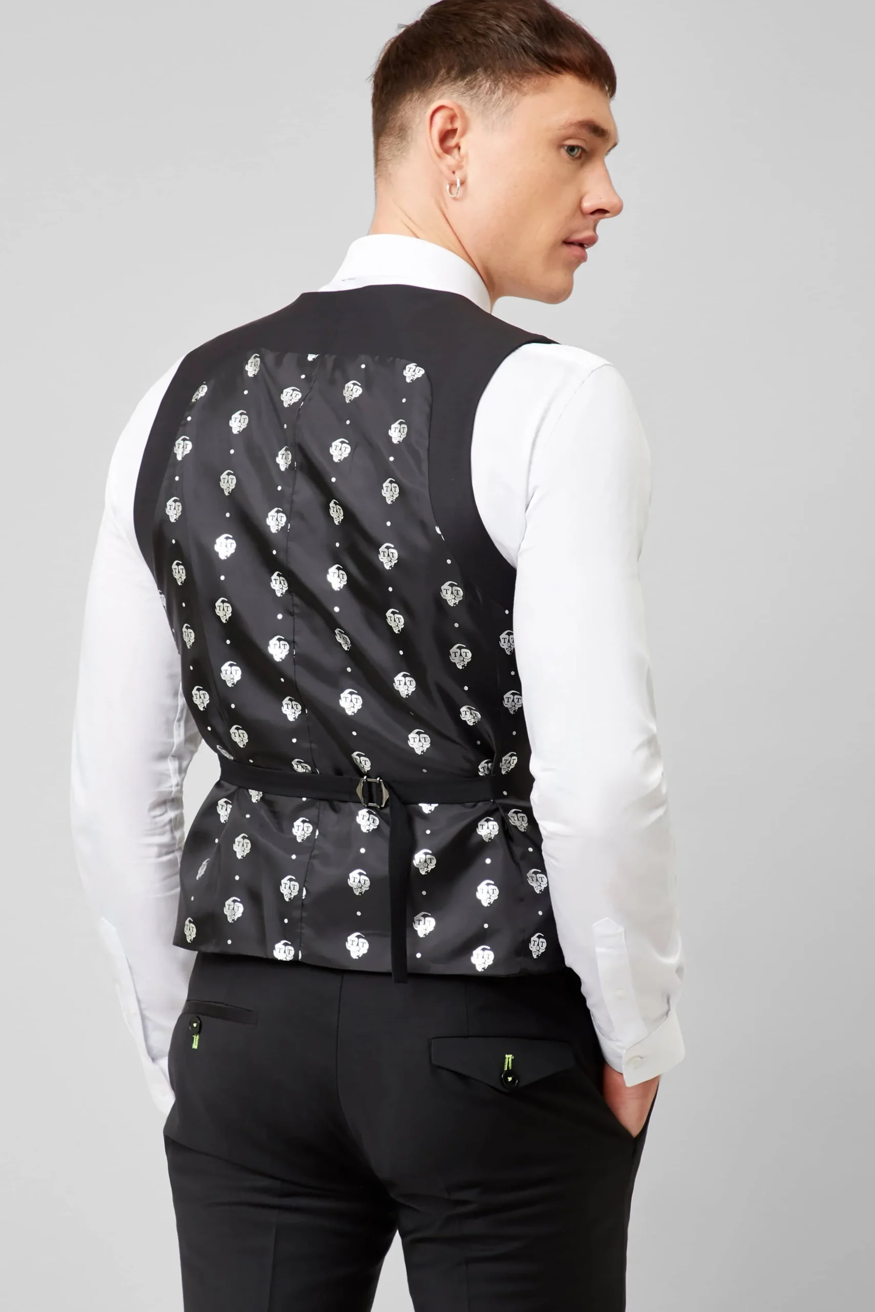 Twisted Tailor Kingdon Skinny Fit Black Dinner Waistcoat | Waistcoats