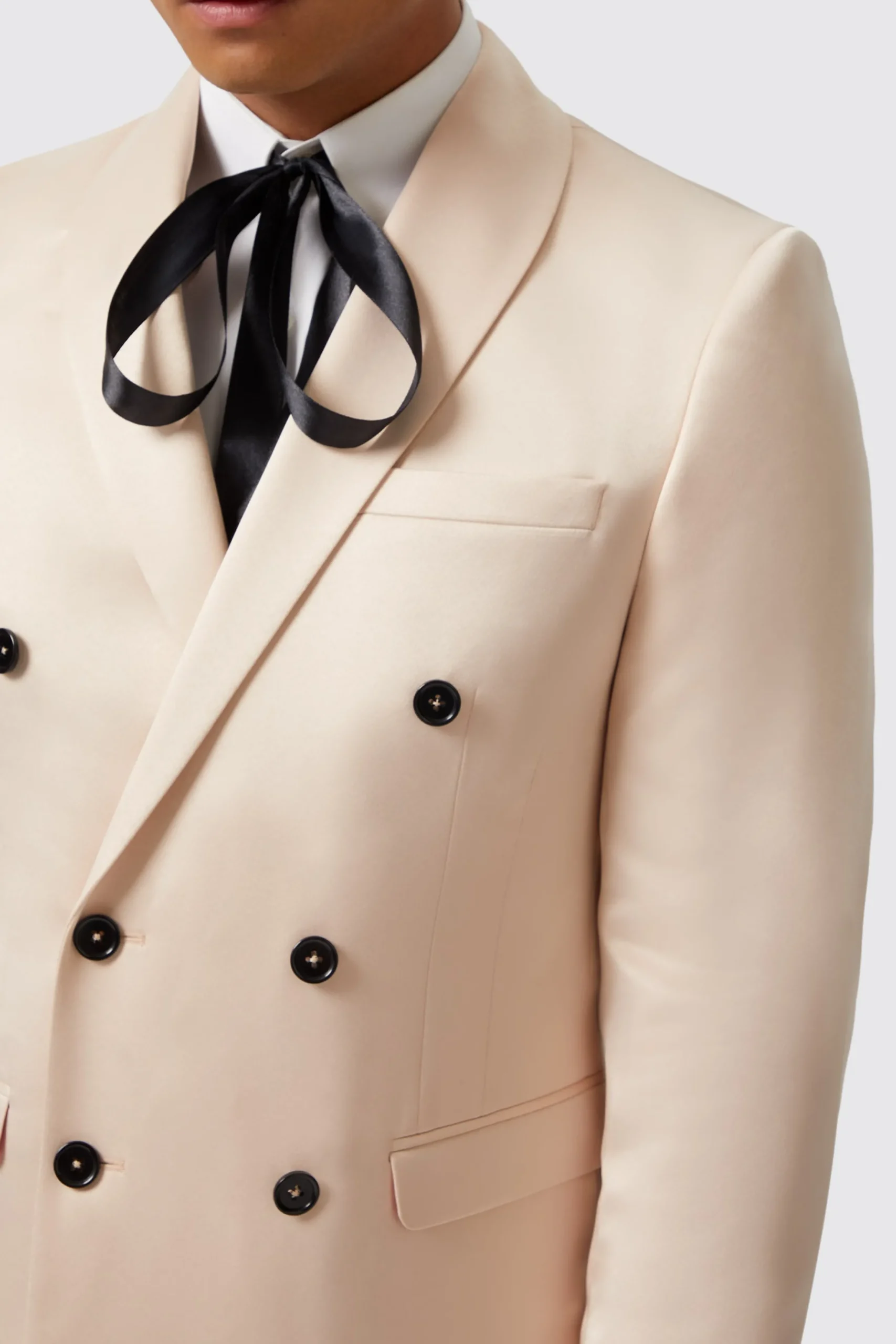 Twisted Tailor Lewis Skinny Fit Double Breasted Beige Sateen Jacket | Jackets·Party Jackets