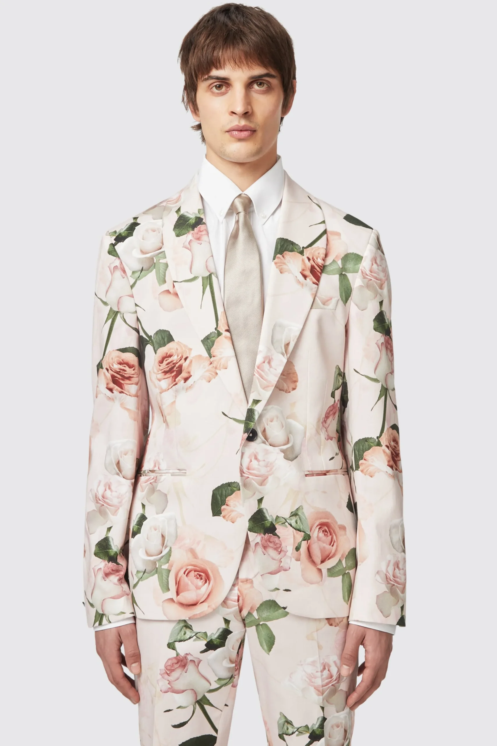 Twisted Tailor Lincoln Skinny Fit Pink Floral Cotton Suit | Style·Floral Suits | Style·Bold Prints