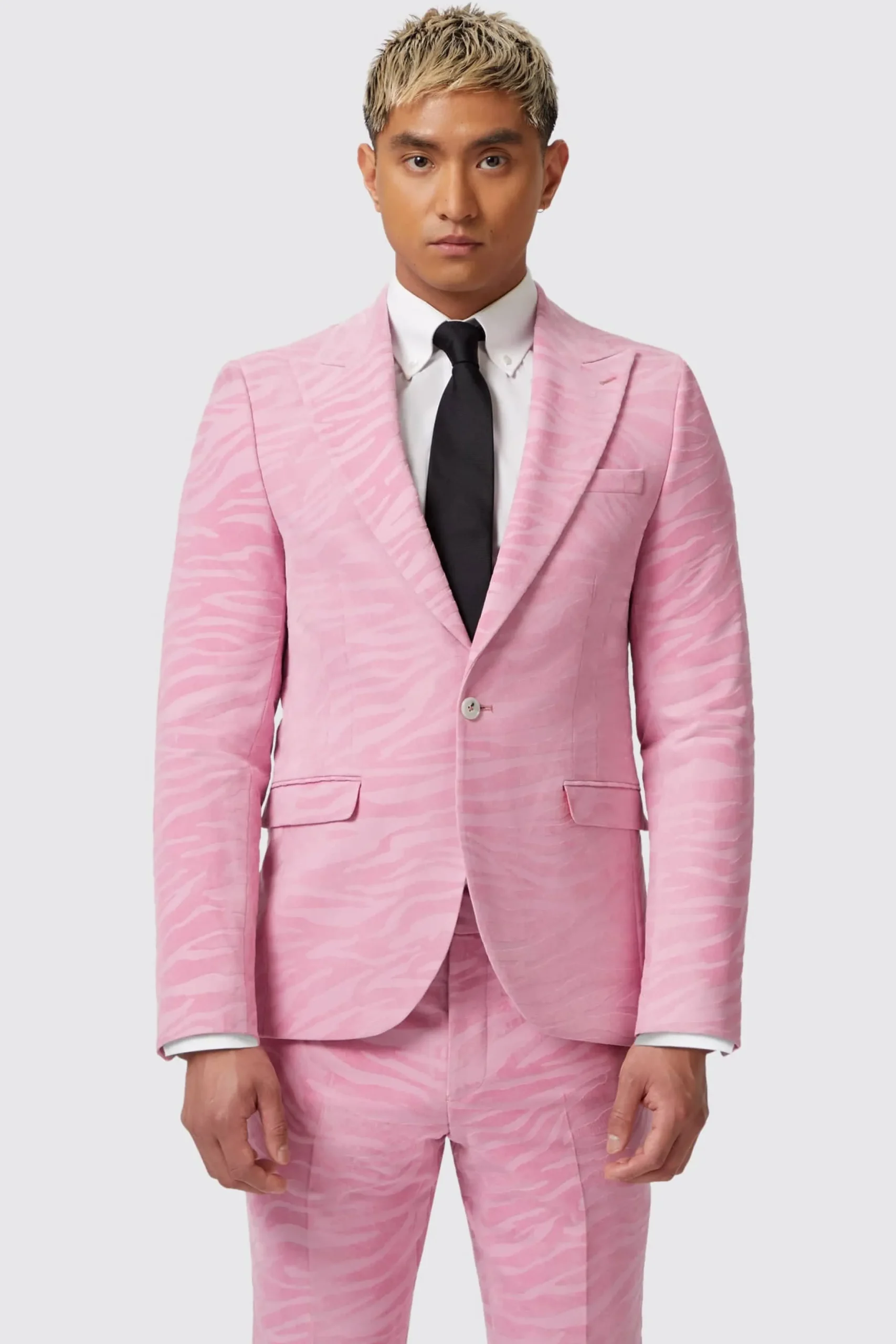 Twisted Tailor Magnussen Slim Fit Pink Flocked Suit | Style·2 Piece Suits | Style·Bold Prints