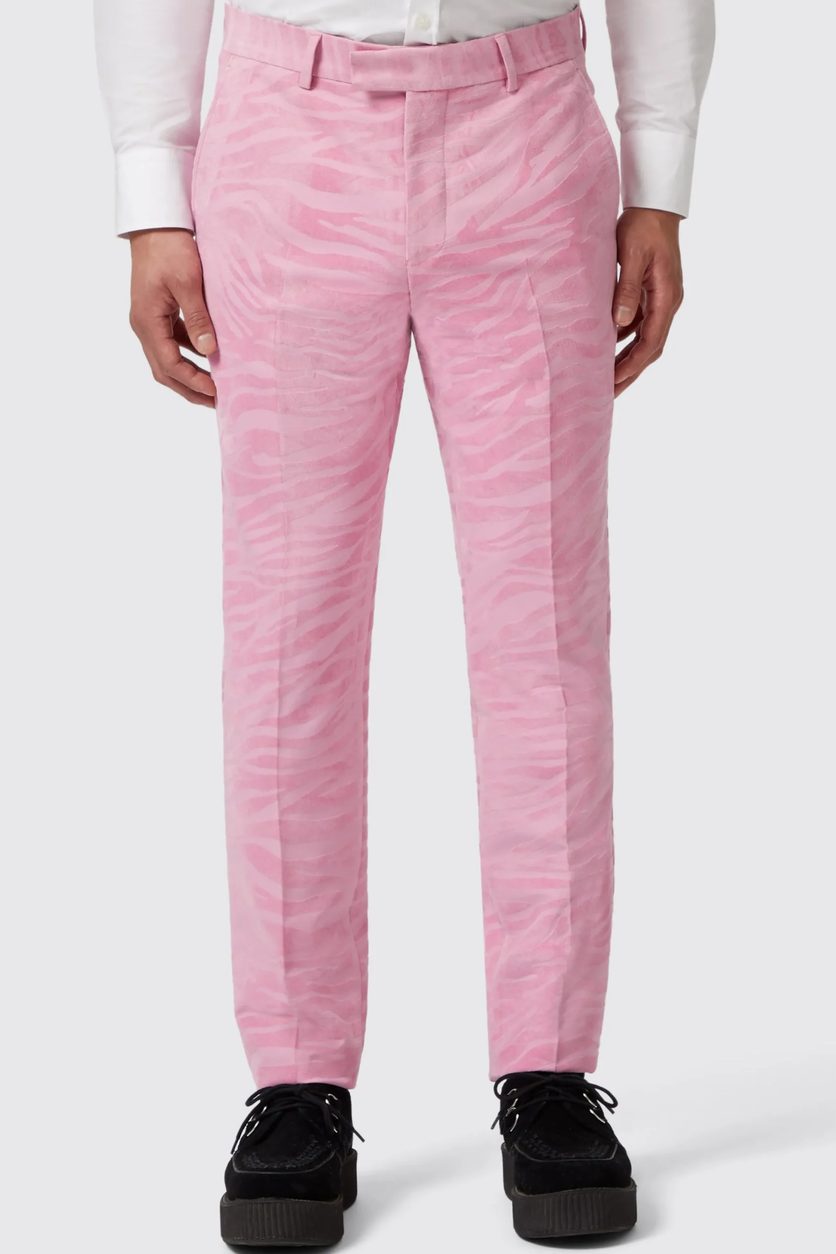 Twisted Tailor Magnussen Slim Fit Pink Flocked Trousers | Trousers·Party Trousers