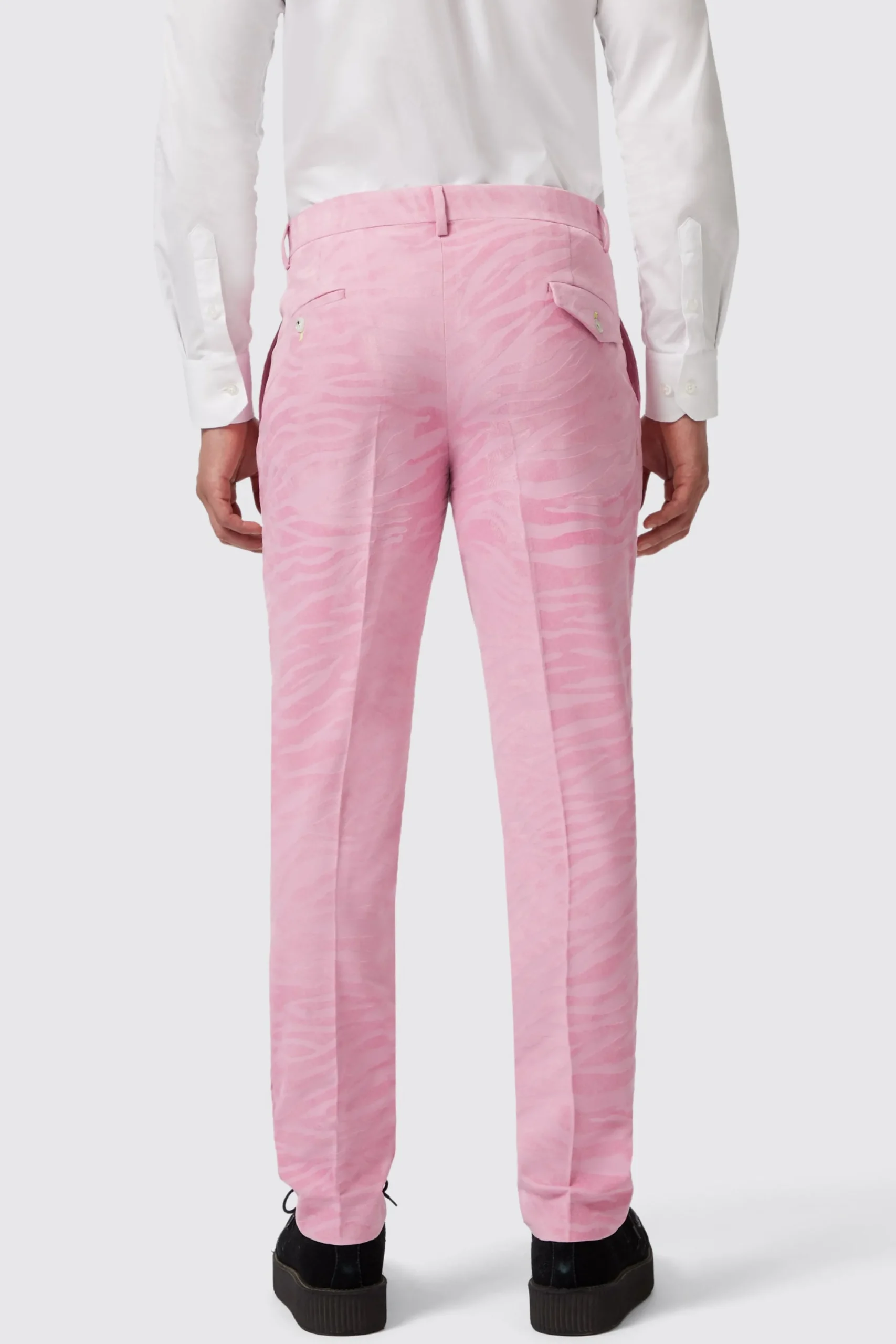 Twisted Tailor Magnussen Slim Fit Pink Flocked Trousers | Trousers·Party Trousers