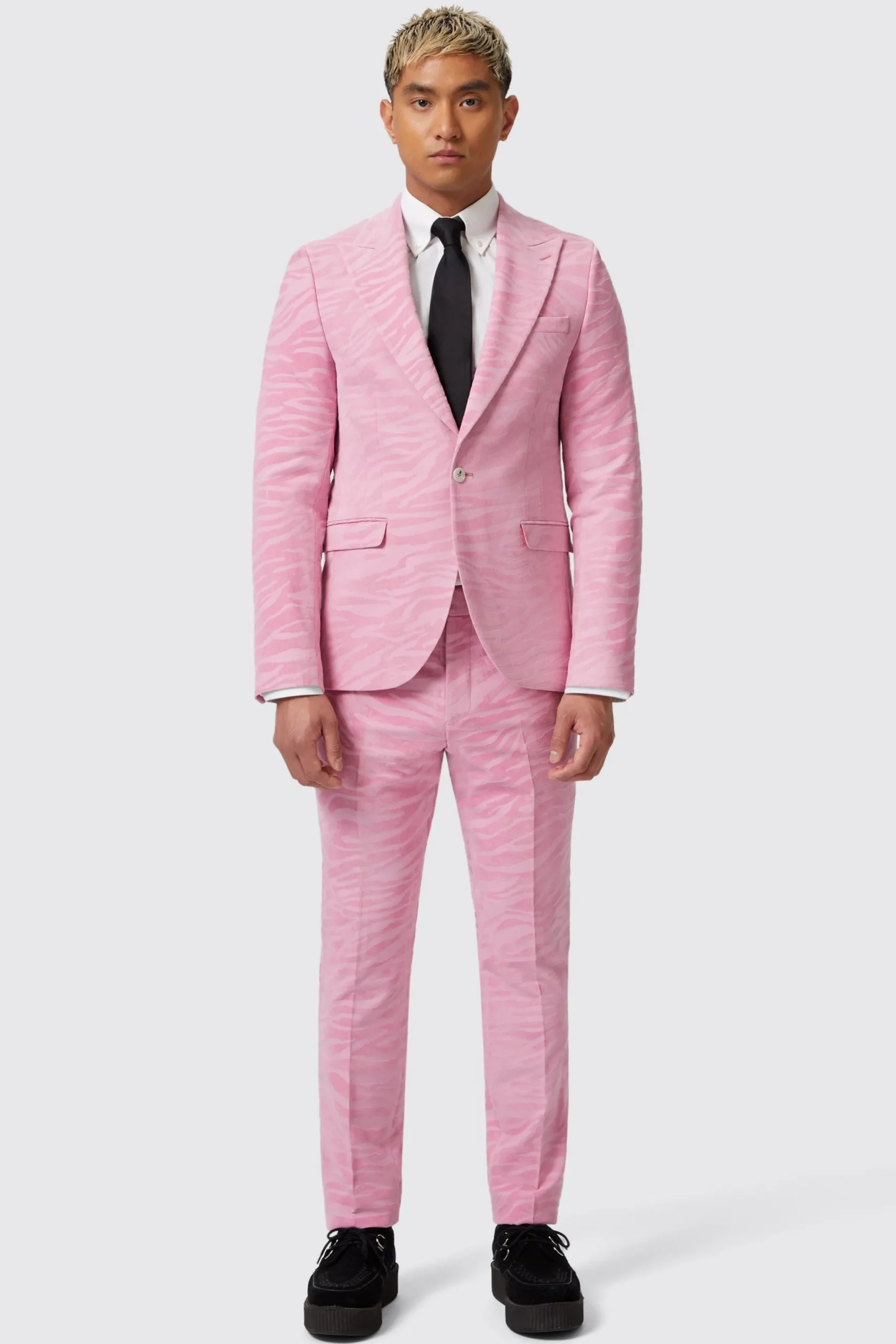 Twisted Tailor Magnussen Slim Fit Pink Flocked Trousers | Trousers·Party Trousers