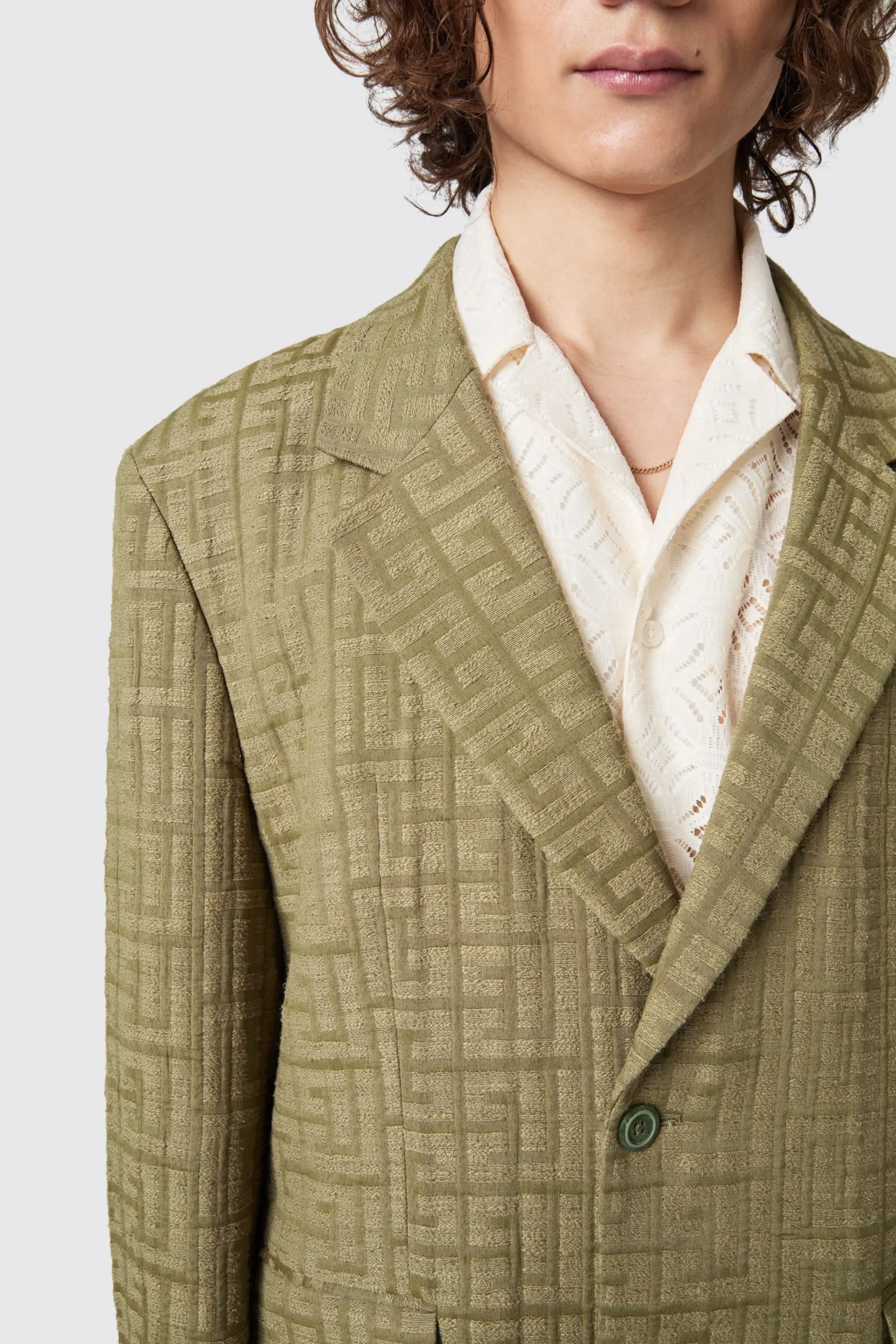 Twisted Tailor Malacia Oversized Green Jacquard Jacket | Unisex