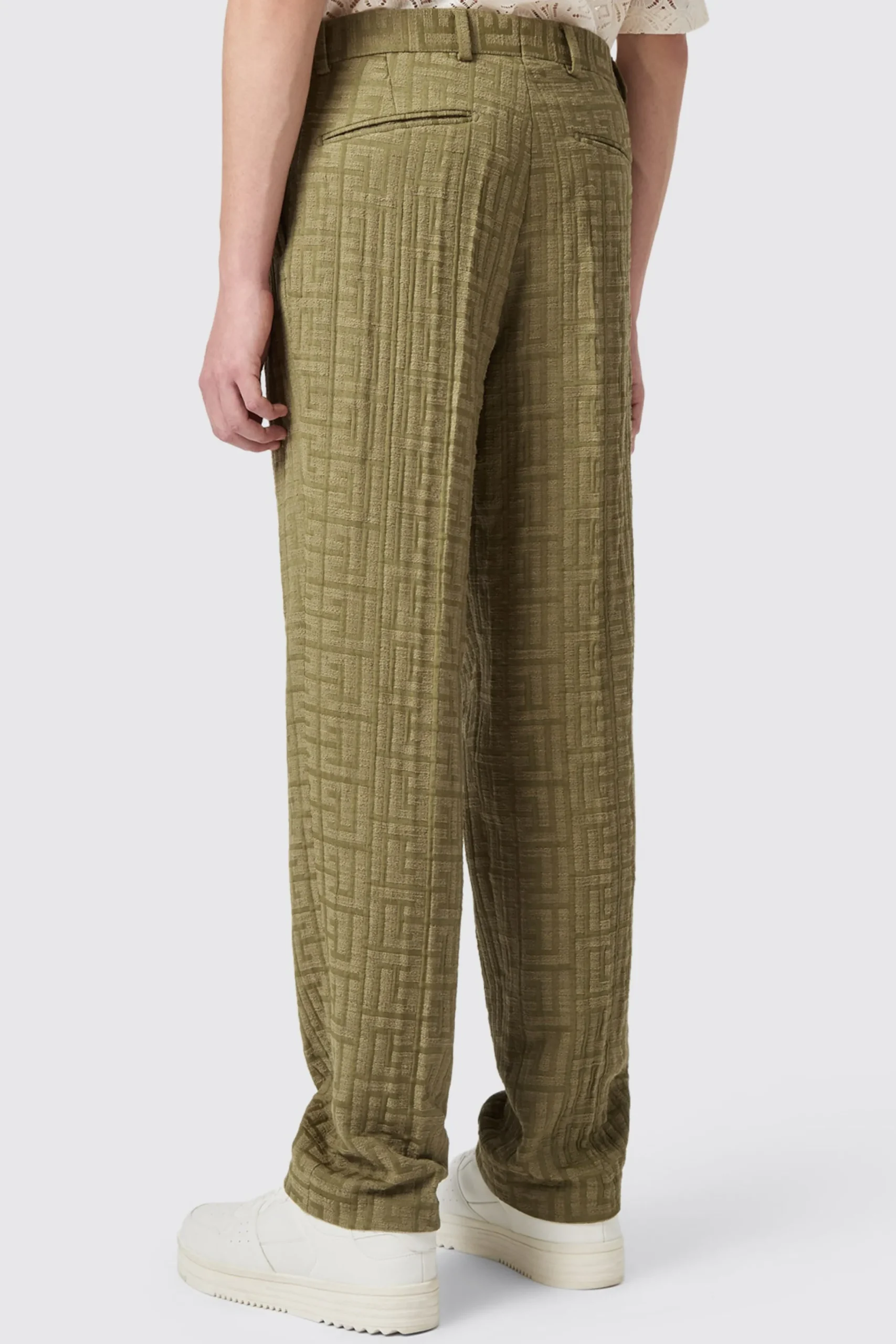 Twisted Tailor Malacia Oversized Green Jacquard Trousers | Unisex | Trousers·Casual Trousers