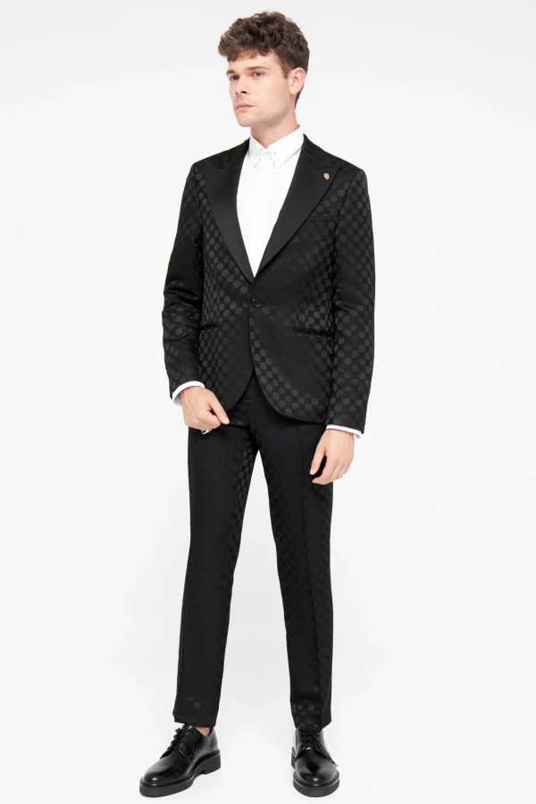 Twisted Tailor Papatya Slim Fit Black Jacquard Trousers | Trousers·Casual Trousers