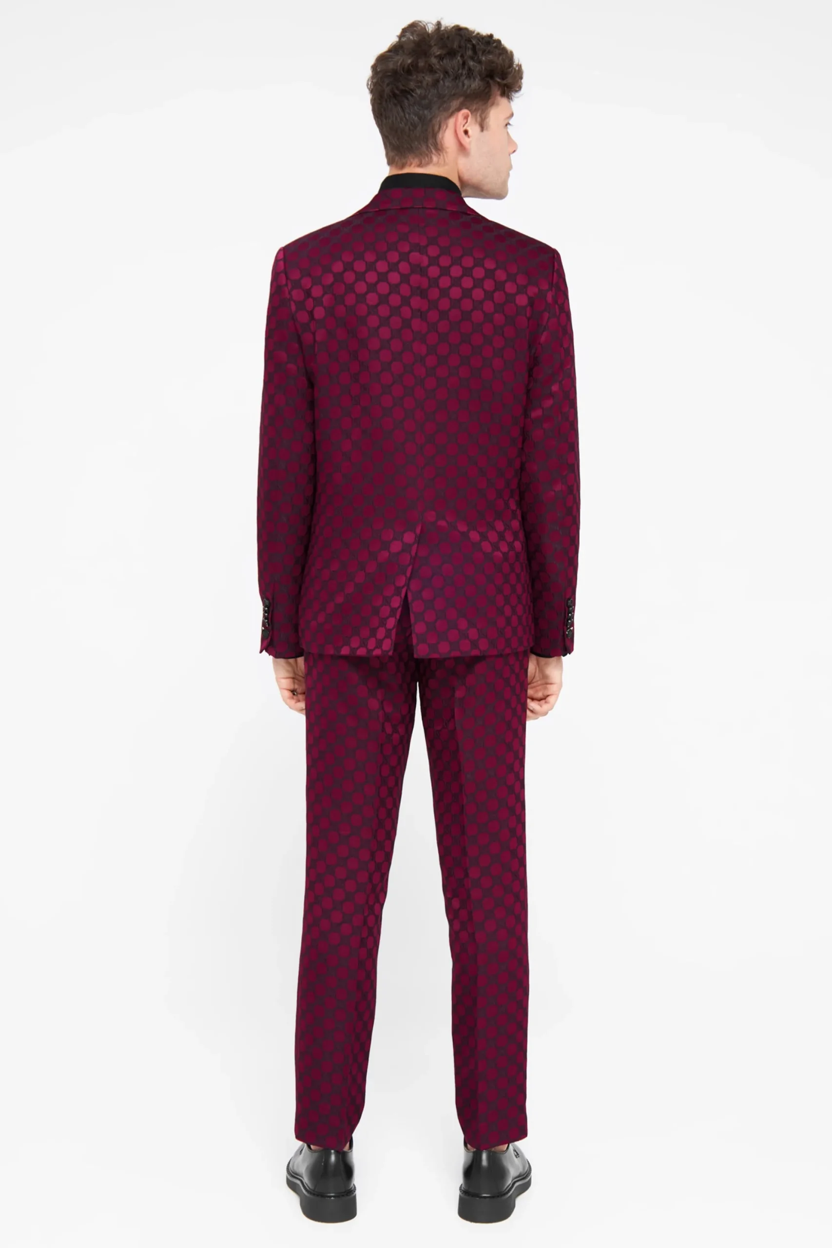 Twisted Tailor Papatya Slim Fit Burgundy Jacquard Trousers | Trousers·Casual Trousers