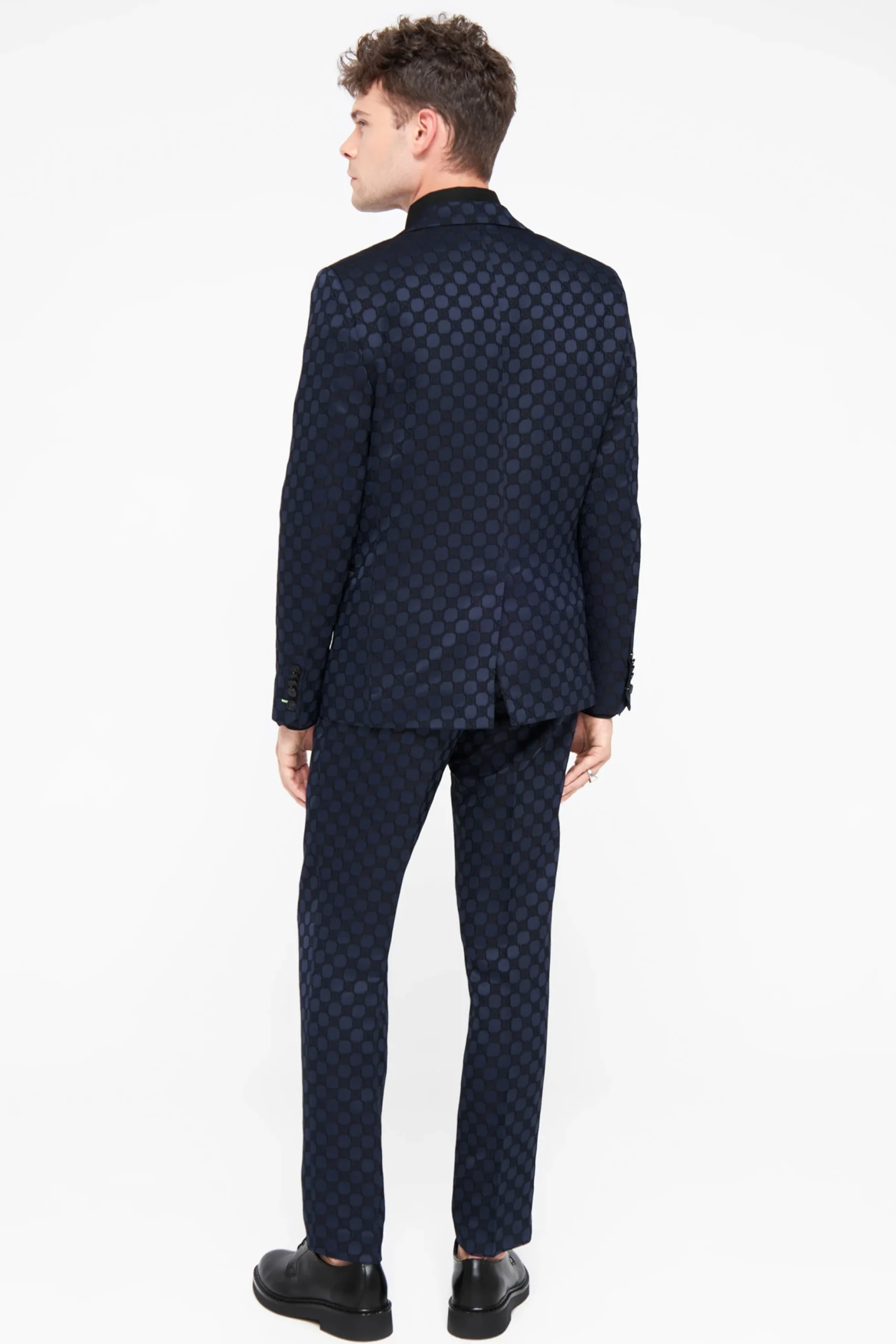 Twisted Tailor Papatya Slim Fit Navy Jacquard Suit | Style·Bold Prints | Occasion·Party Suits
