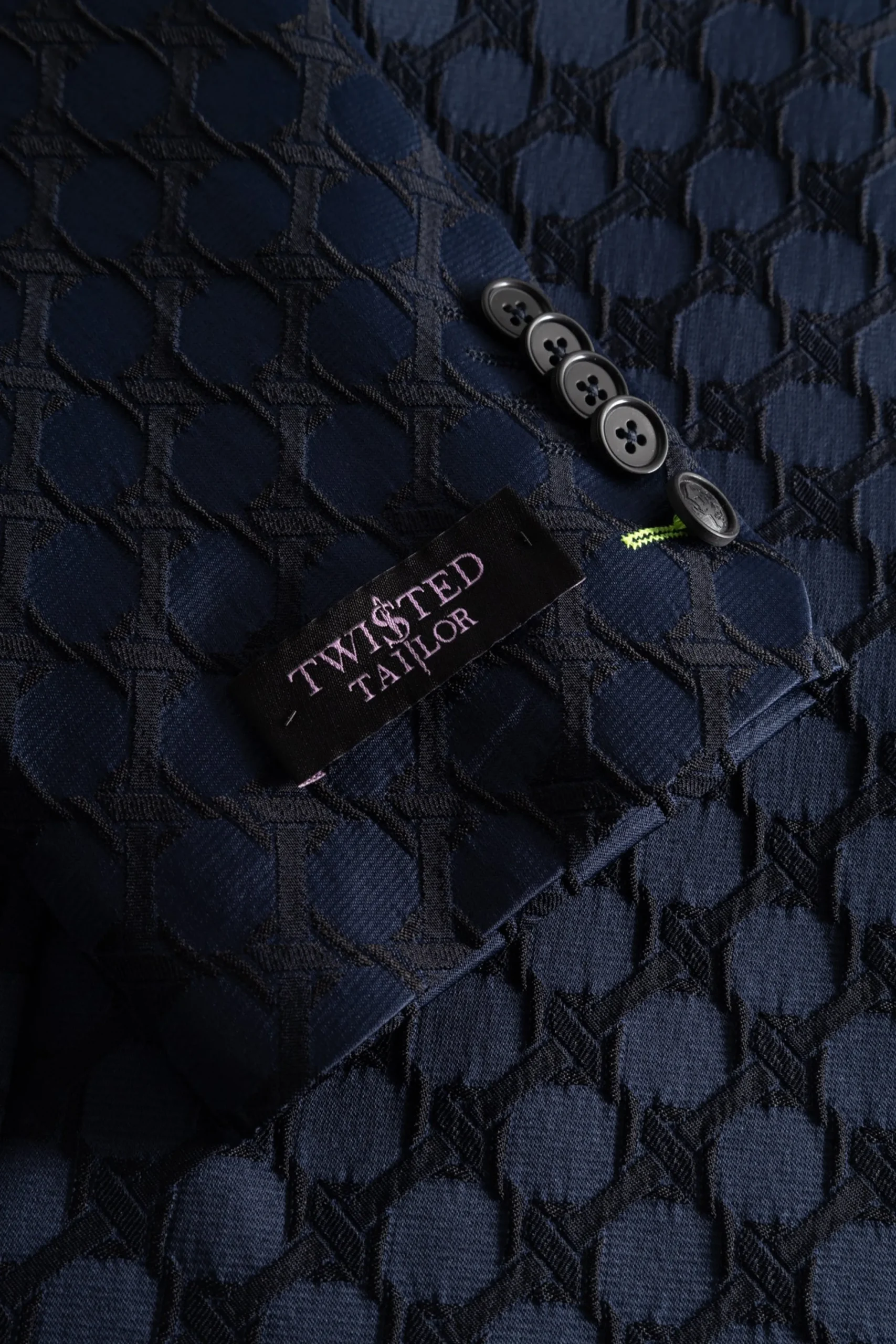 Twisted Tailor Papatya Slim Fit Navy Jacquard Suit | Style·Bold Prints | Occasion·Party Suits