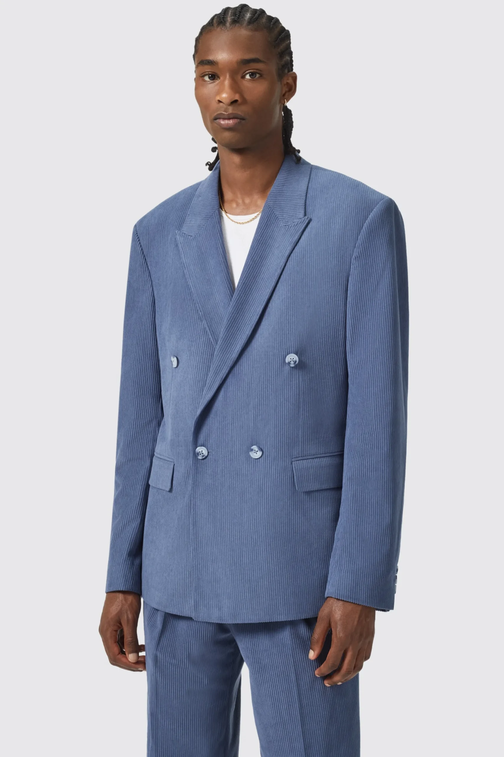 Twisted Tailor Pirlo Oversized Double Breasted Blue Corduroy Suit | Unisex | Style·Double Breasted Suits