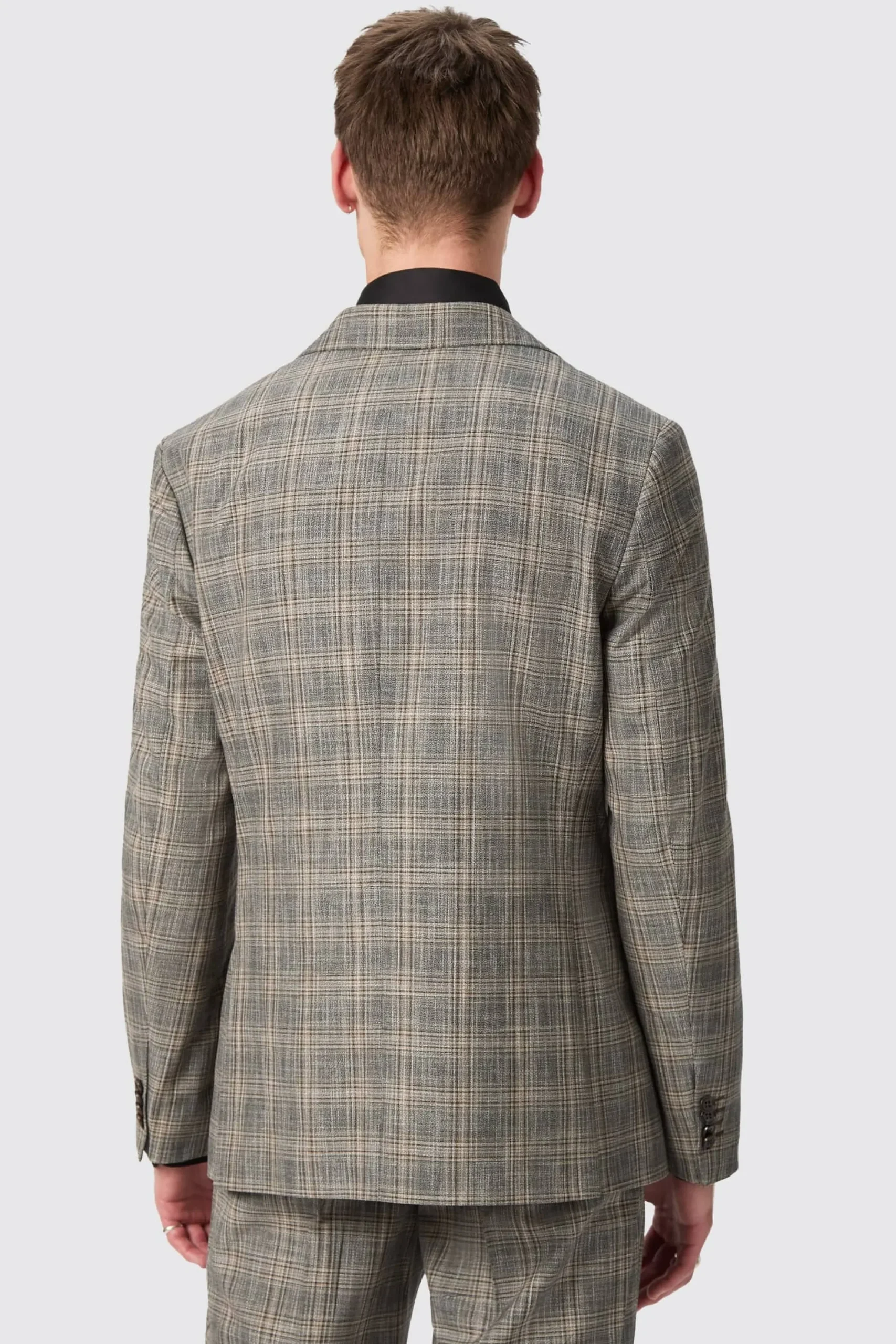 Twisted Tailor Plunkett Slim Fit Grey Check Double Breasted Jacket | Jackets·Work Jackets