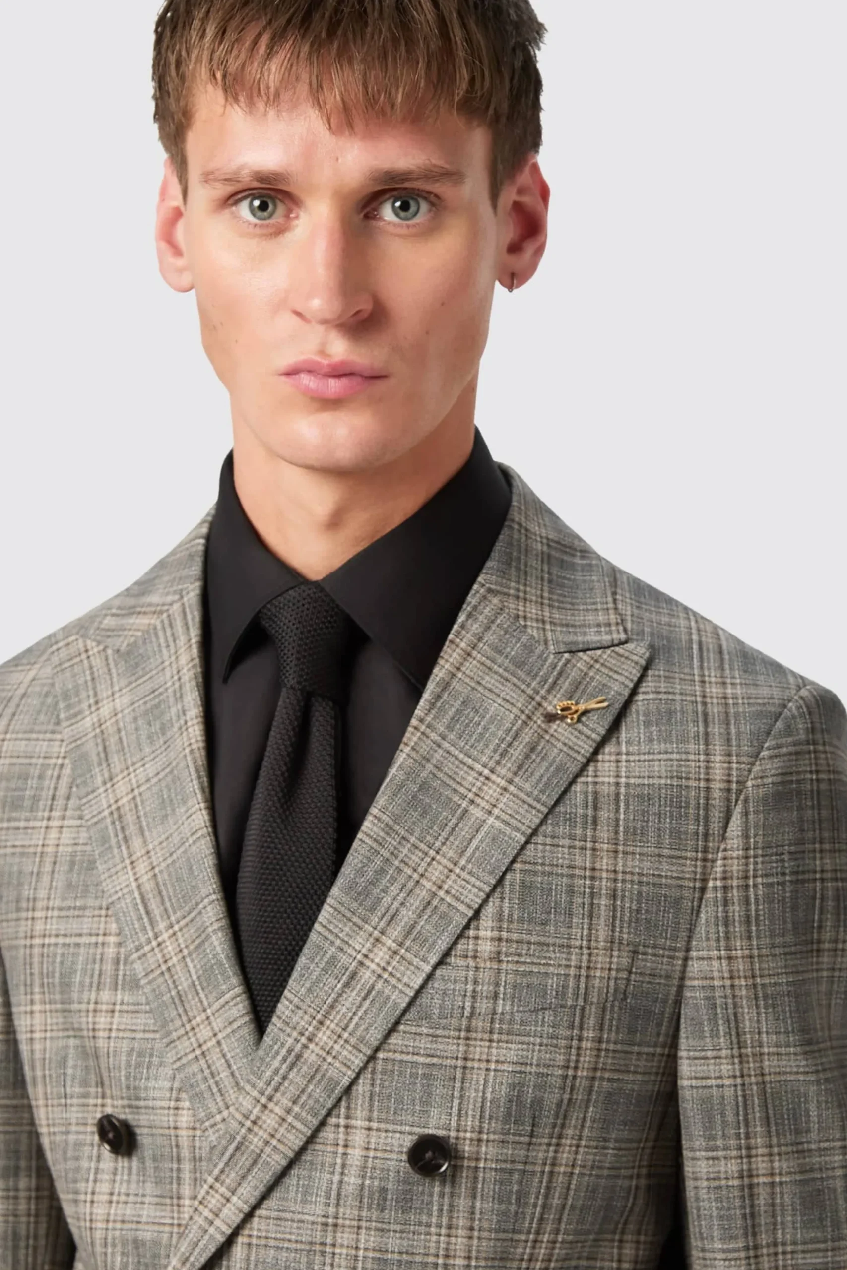 Twisted Tailor Plunkett Slim Fit Grey Check Double Breasted Jacket | Jackets·Work Jackets