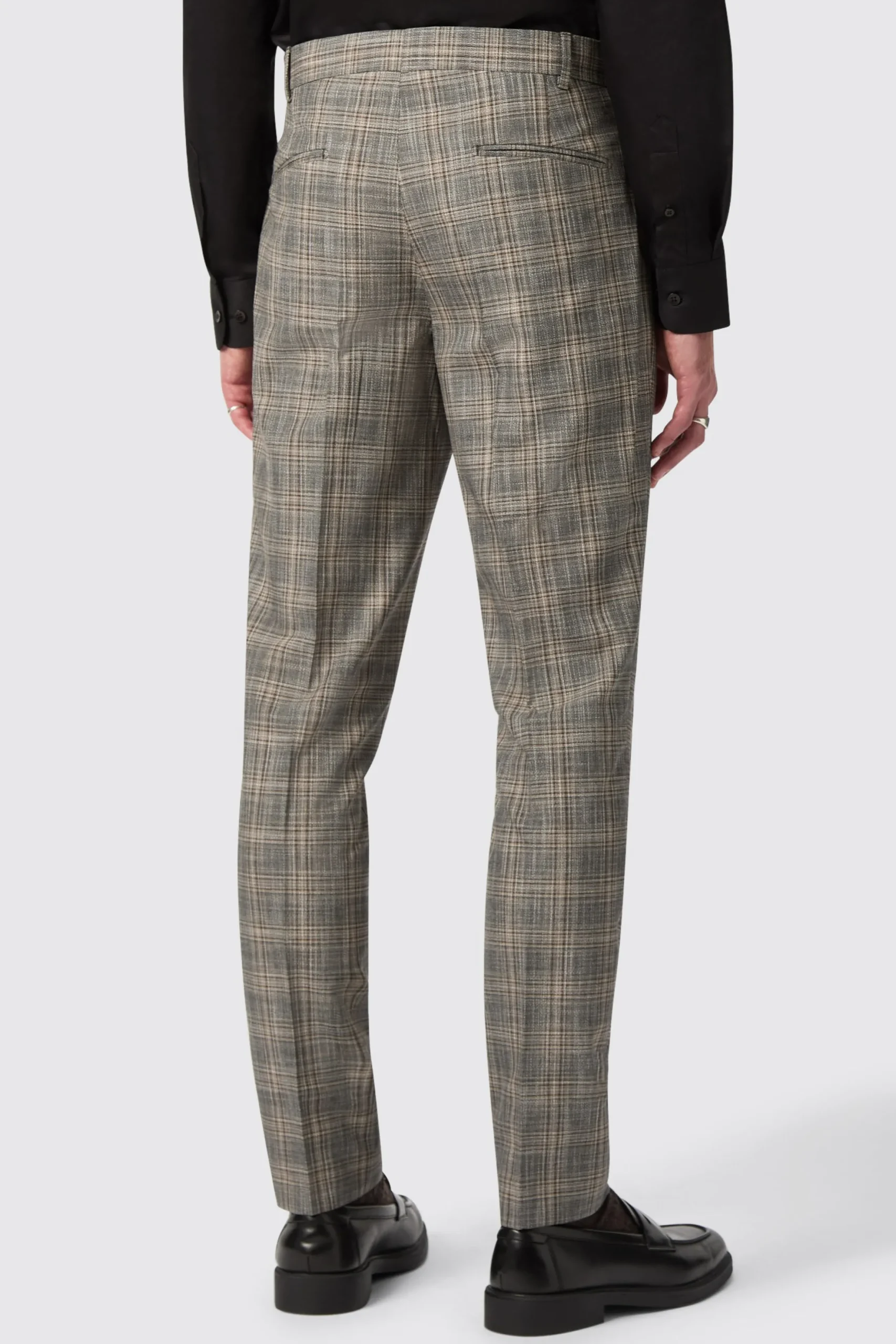 Twisted Tailor Plunkett Slim Fit Grey Check Trousers | Trousers·Work Trousers | Trousers·Casual Trousers