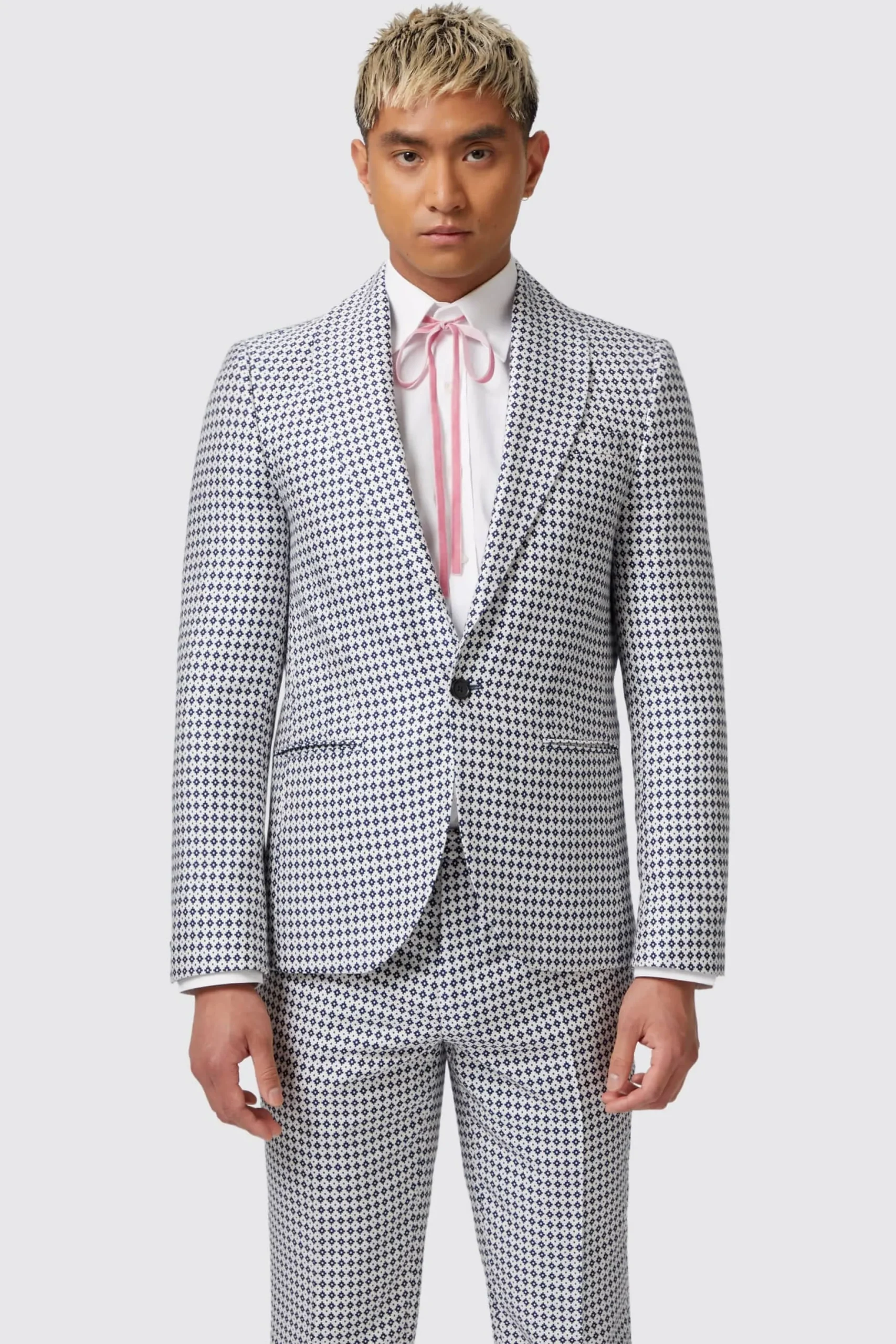 Twisted Tailor Siorek Slim Fit Navy Jacquard Suit | Style·Bold Prints | Occasion·Party Suits