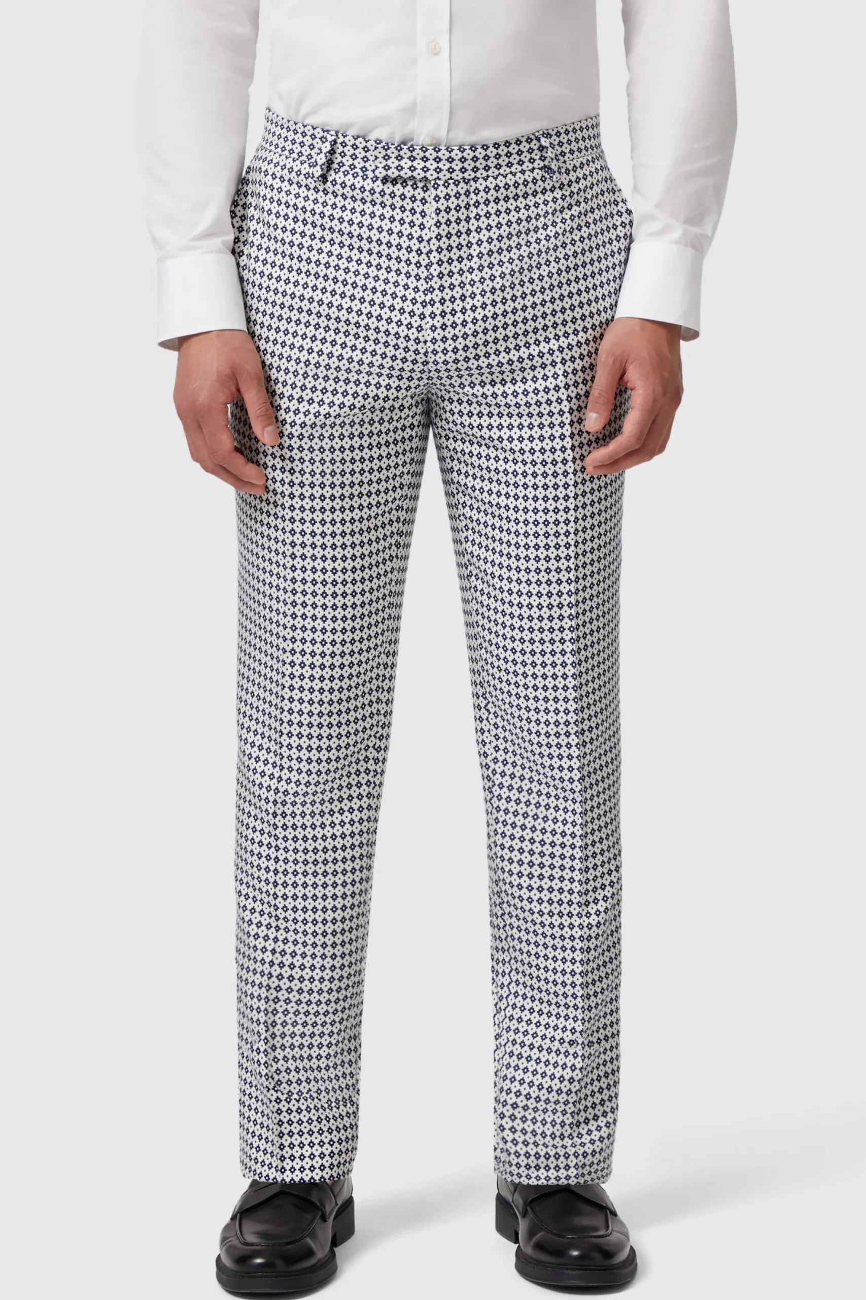 Twisted Tailor Siorek Slim Fit Navy Jacquard Trousers | Trousers·Party Trousers