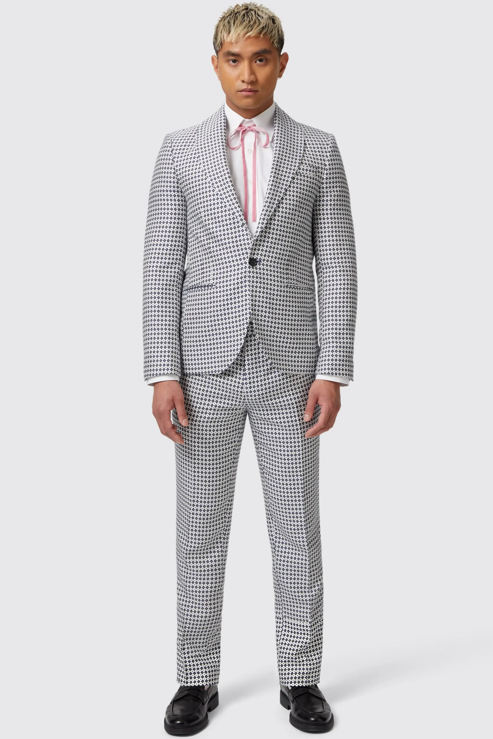 Twisted Tailor Siorek Slim Fit Navy Jacquard Trousers | Trousers·Party Trousers