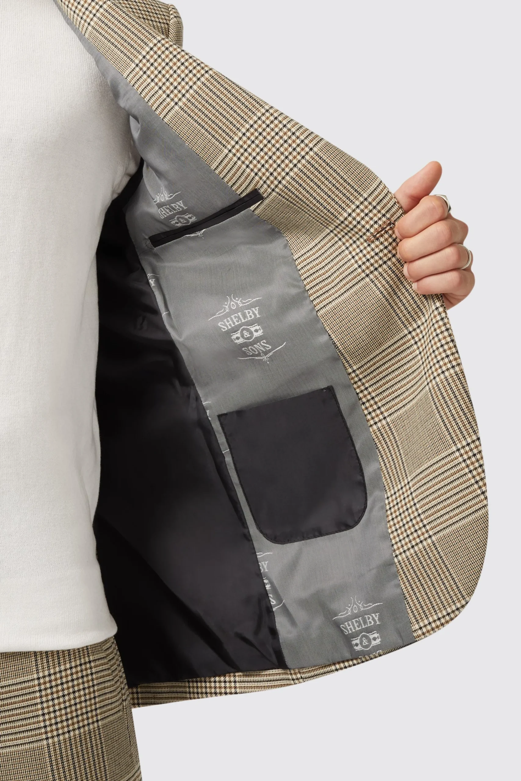 Twisted Tailor Strauss Slim Fit Neutral Check Jacket | Jackets·Work Jackets