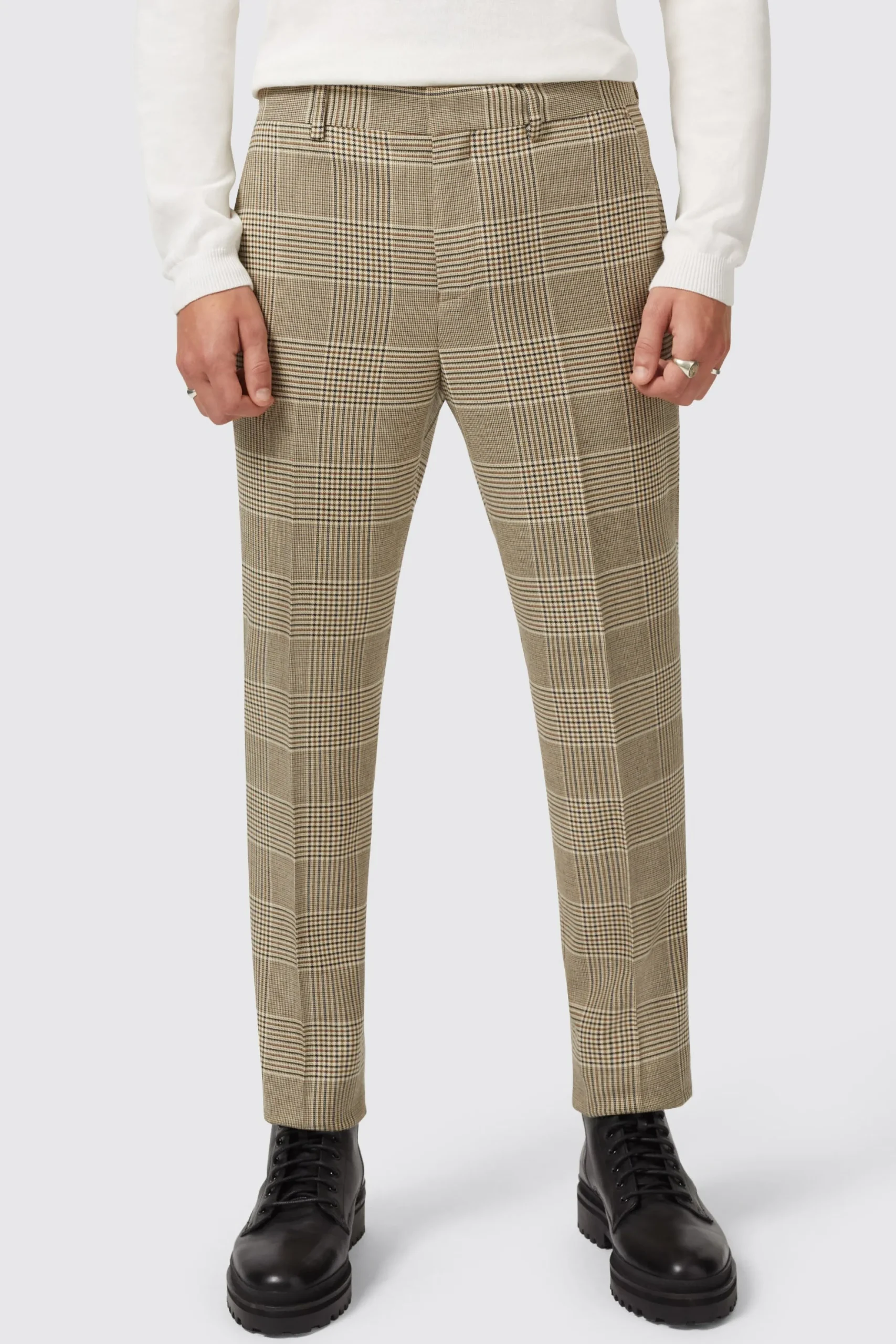 Twisted Tailor Strauss Slim Fit Neutral Check Suit | Style·Check Suits | Style·2 Piece Suits