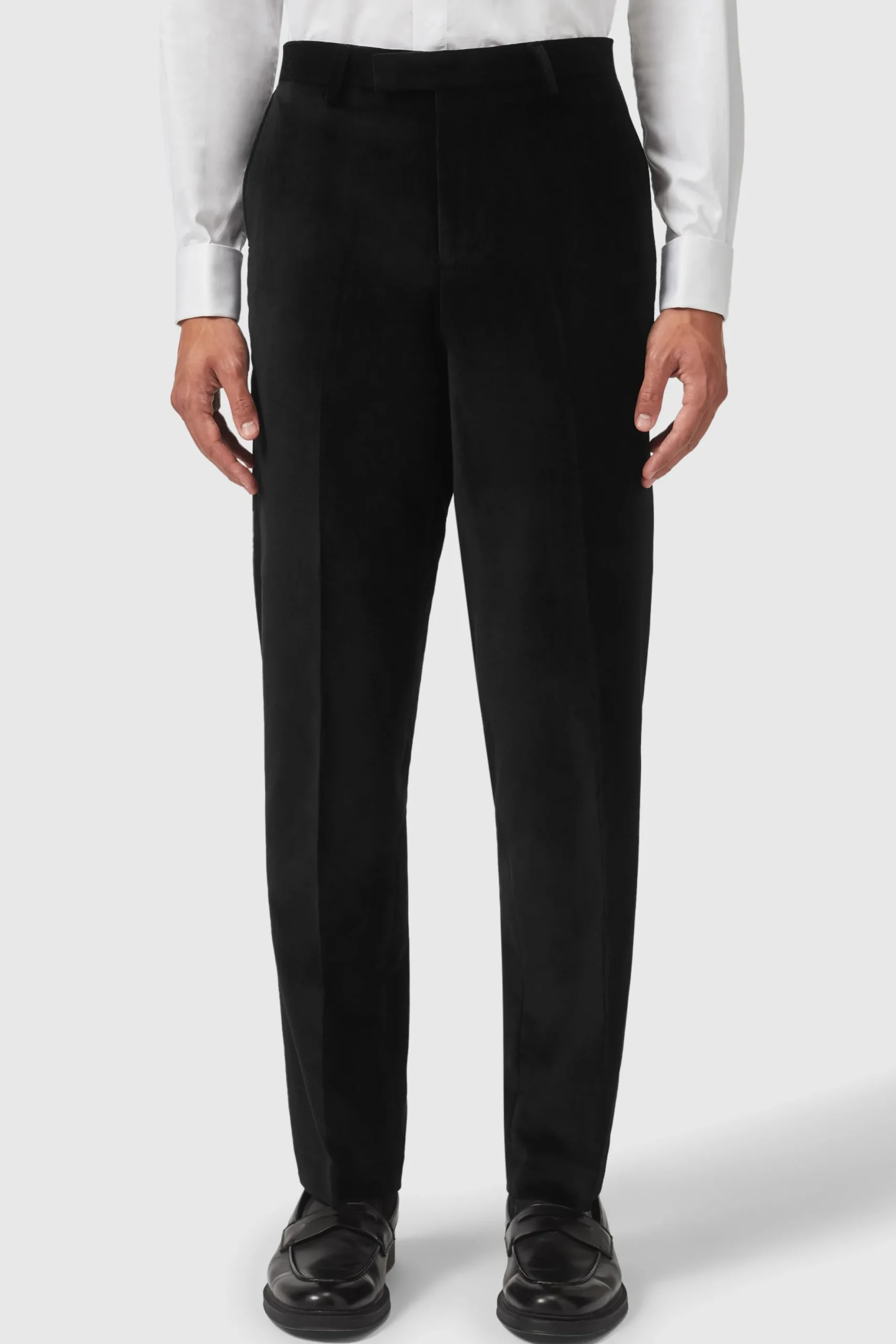 Twisted Tailor Sylvester Skinny Fit Black Velvet Tuxedo Trousers | Trousers·Party Trousers