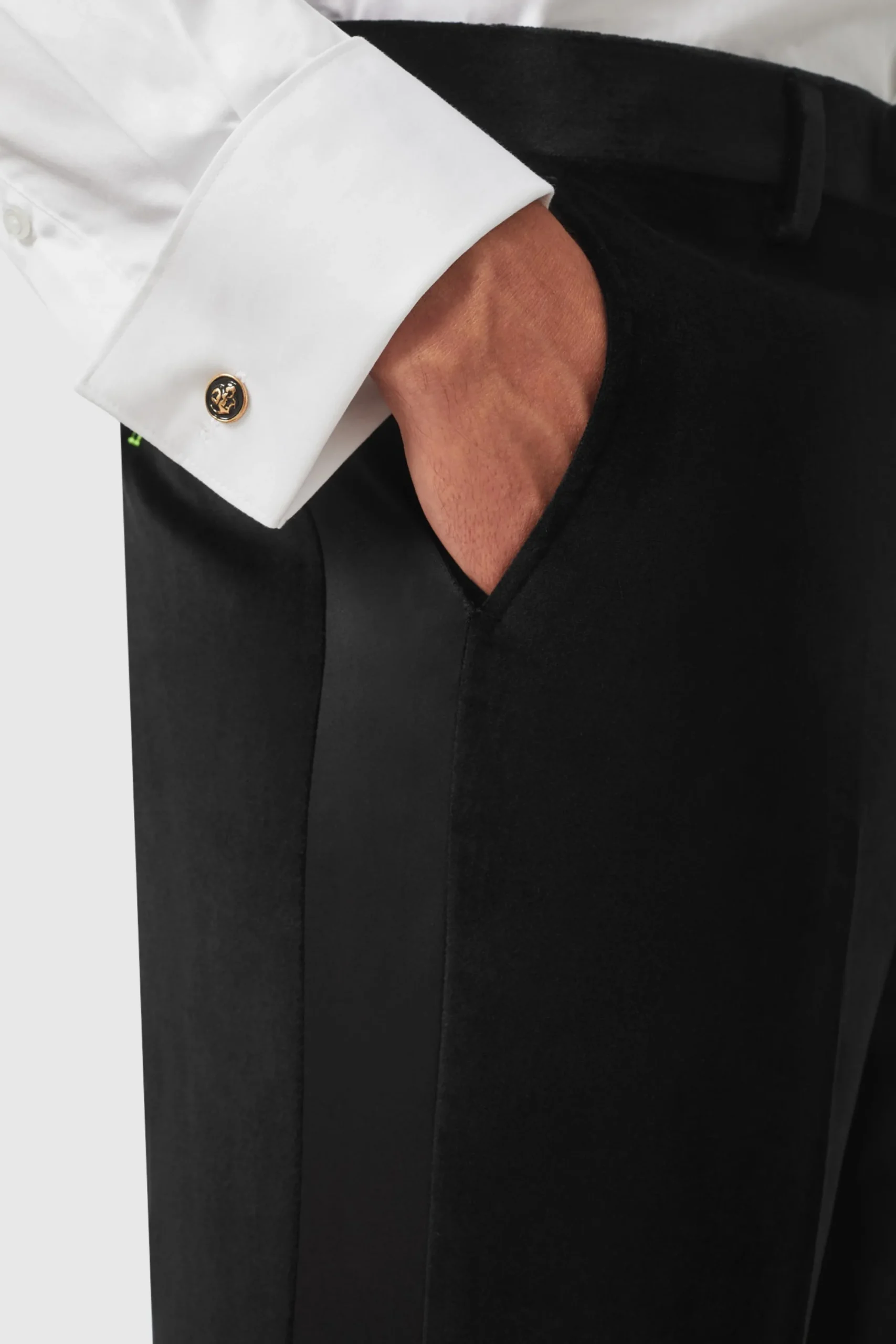 Twisted Tailor Sylvester Skinny Fit Black Velvet Tuxedo Trousers | Trousers·Party Trousers