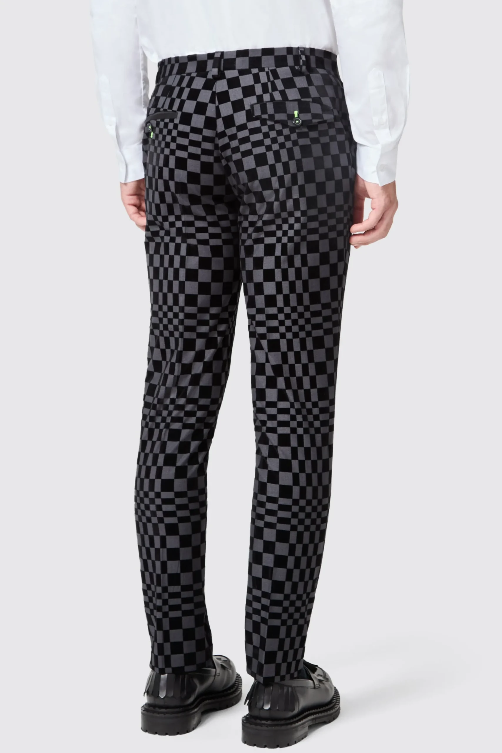 Twisted Tailor Tiber Skinny Fit Grey Check Tuxedo Trousers | Trousers·Party Trousers