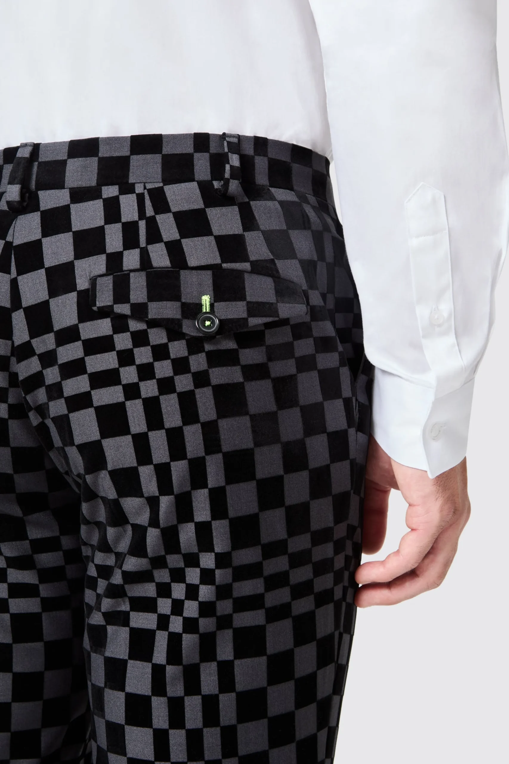 Twisted Tailor Tiber Skinny Fit Grey Check Tuxedo Trousers | Trousers·Party Trousers
