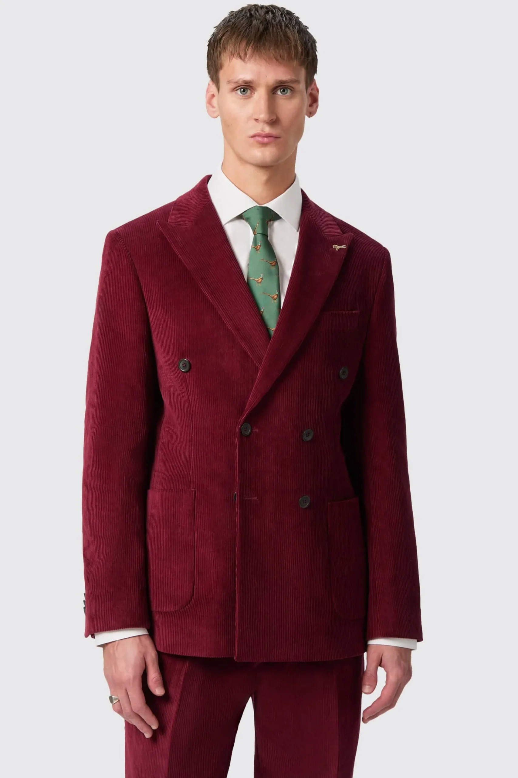 Twisted Tailor Waugh Slim Fit Burgundy Corduroy Double Breasted Suit | Style·Double Breasted Suits | Style·Cord Suits