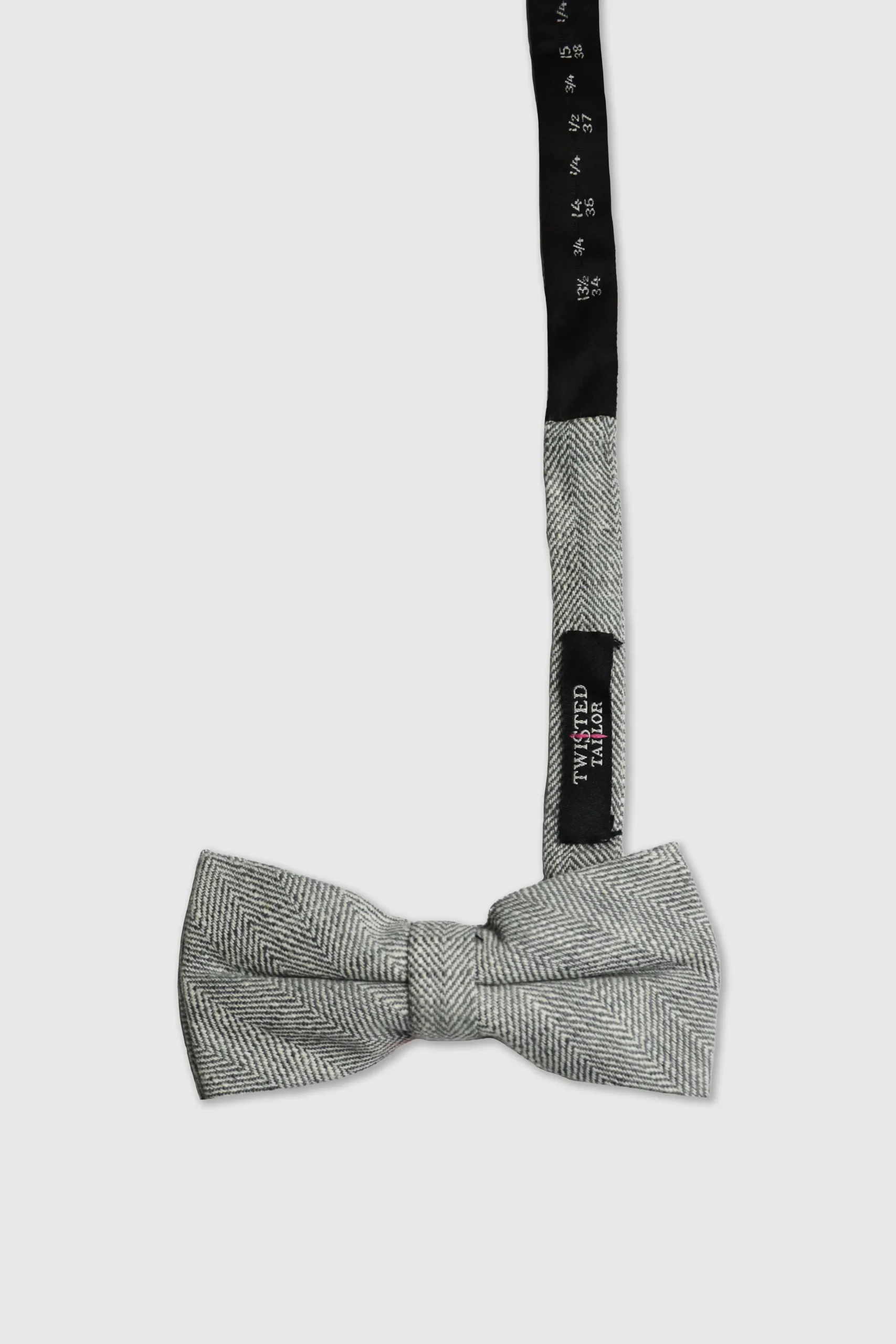 Twisted Tailor Wheel Grey Herringbone Bow Tie | Occasion·Party Suits