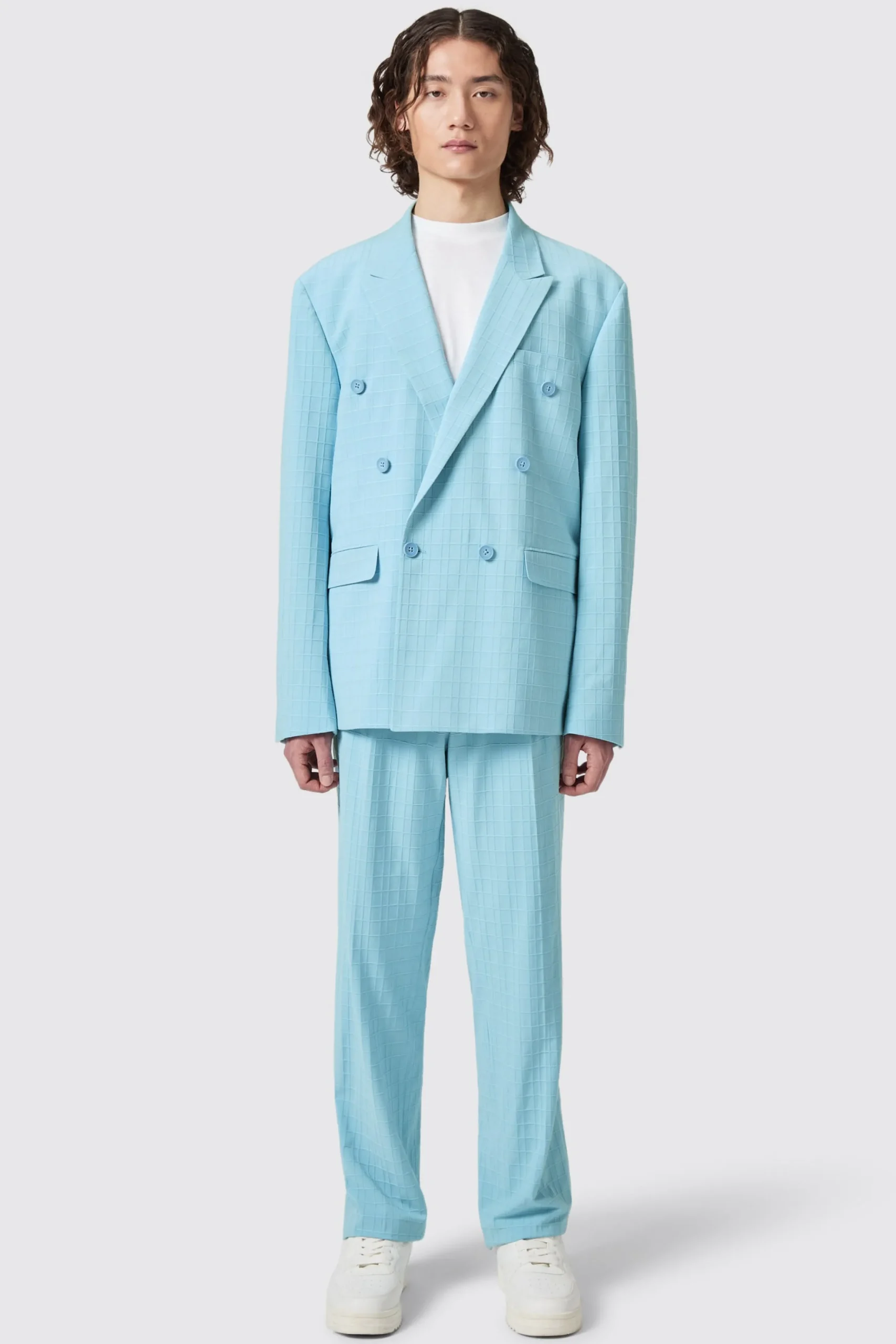 Twisted Tailor Zidan Oversized Blue Jacquard Trousers | Trousers·Casual Trousers | Unisex